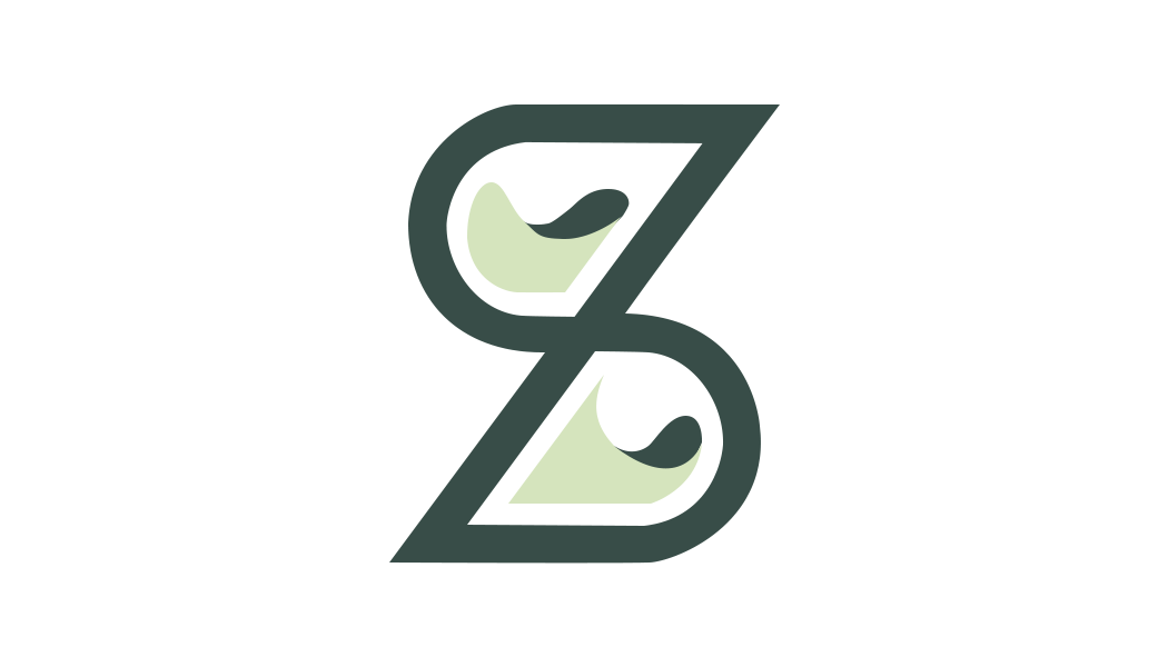 Stylized letter Z and G intertwined in dark gray and light green colors.