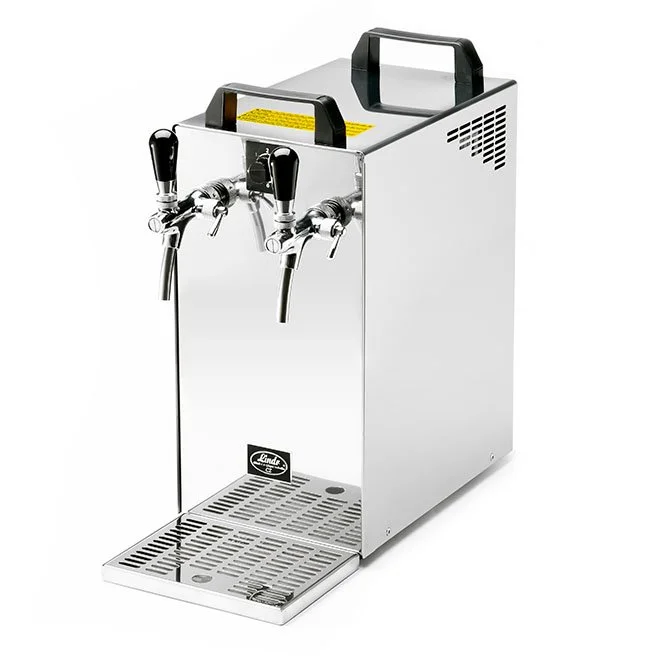 Double headed Lindr beer dispenser. Countertop draft beer. Kegs of beer at home. Best beer in New Zealand.