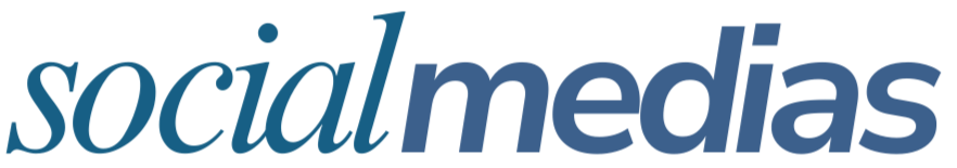 Logo of 'social medias' with stylized text in blue.