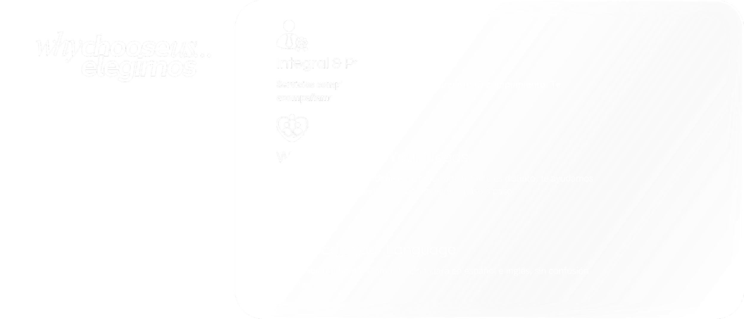 Partially obscured webpage with text in English and Spanish, black and white design, and abstract graphics.