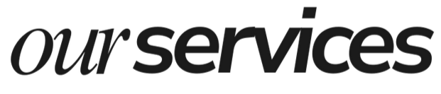 A logo with the words 'our services' in lowercase, black text.