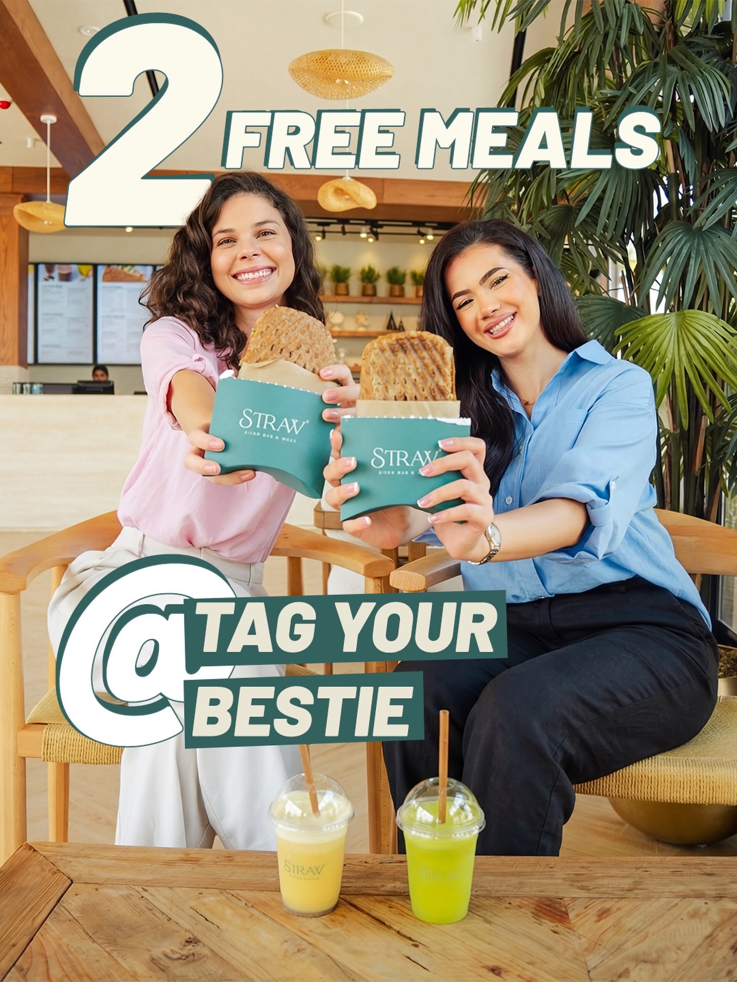 منشن صديقك اللي تحب تشاركه لذة سترو 🥪🥤
والحساب علينا
ساندويتشان ومشروبان مجانًا للفائز

@ Tag your bestie to Share the moment 🥪🥤
2 sandwiches + 2 drinks on us

#straw #tasty #delicous