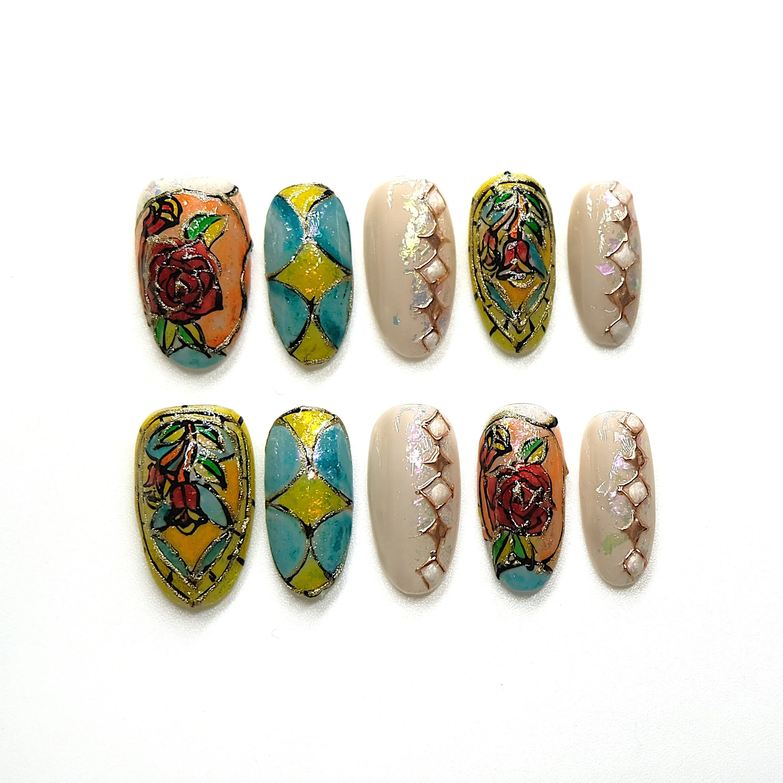 Amande - Vitrail Baroque & Rose Art Artistique