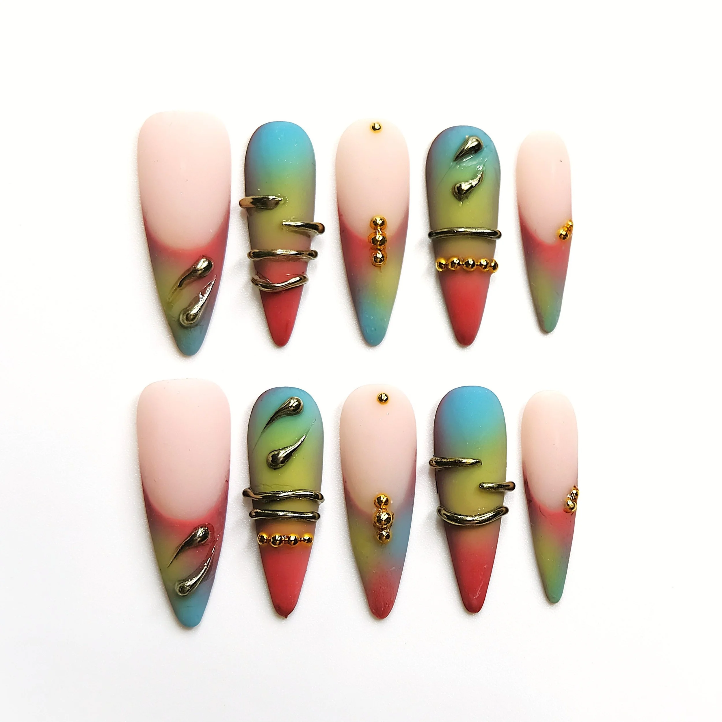 Stiletto Longue - Aura Dégradé & Métal Liquide 3D