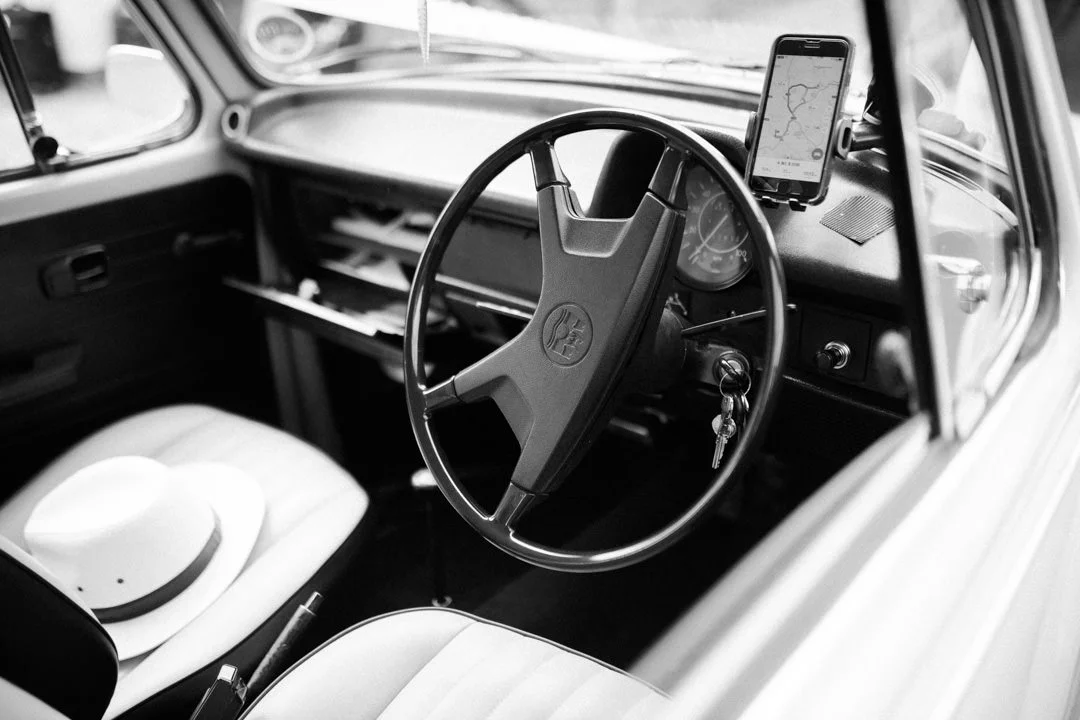 classic vw beetle steering wheel and front interior