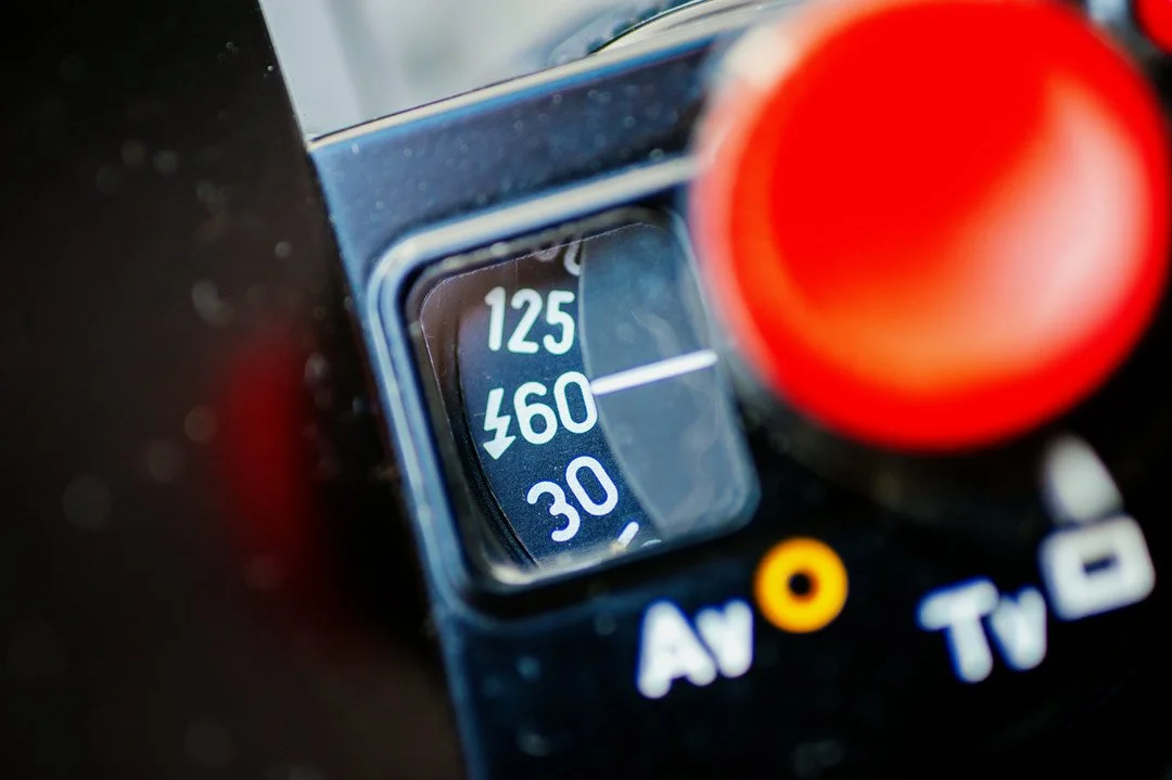 canon a1 film camera with red button