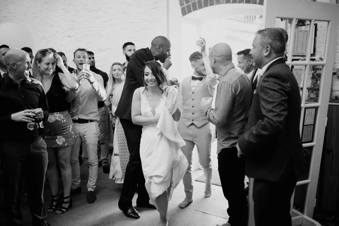 wedding party celebrations black and white