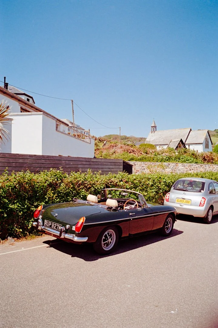classic MG sports car with roof down during daytime, Kodak Pro Image