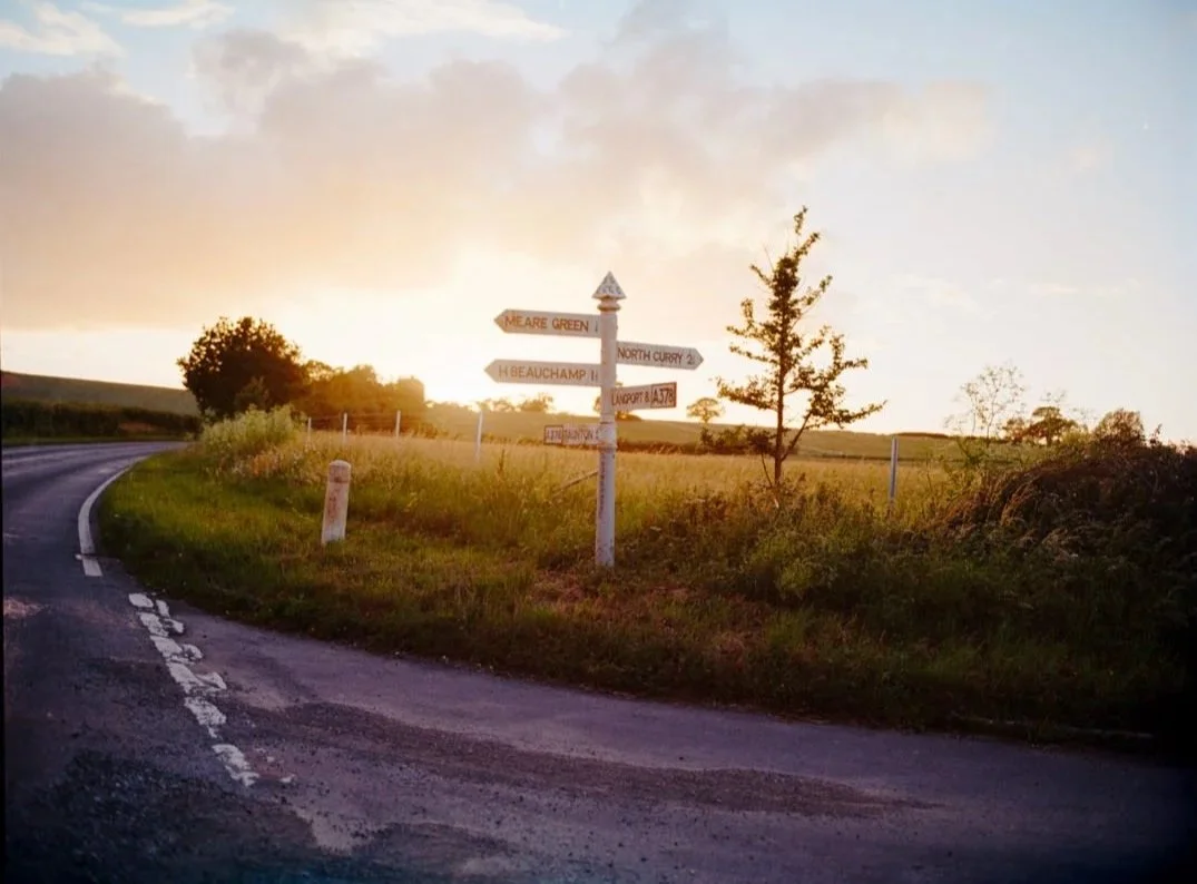 langport village in Somerset at sunset, Kodak gold 200