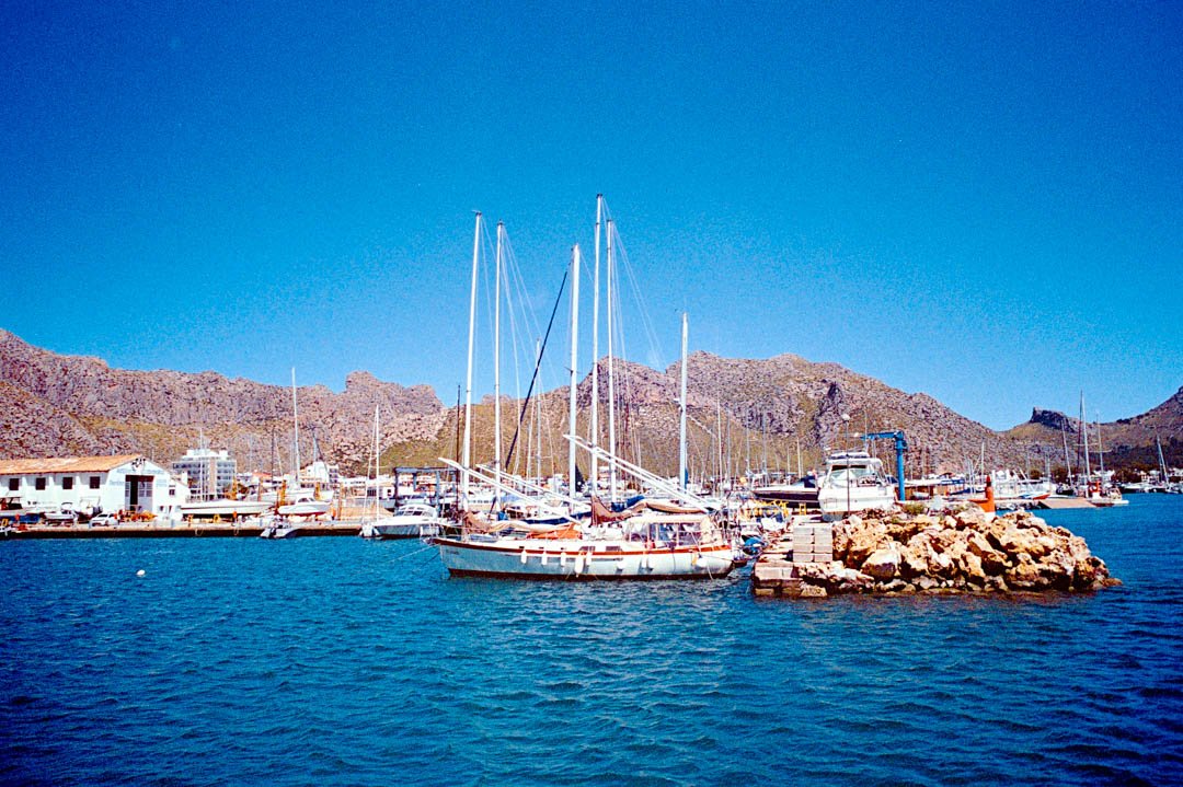white yacht on blue water, Puerto Pollensa