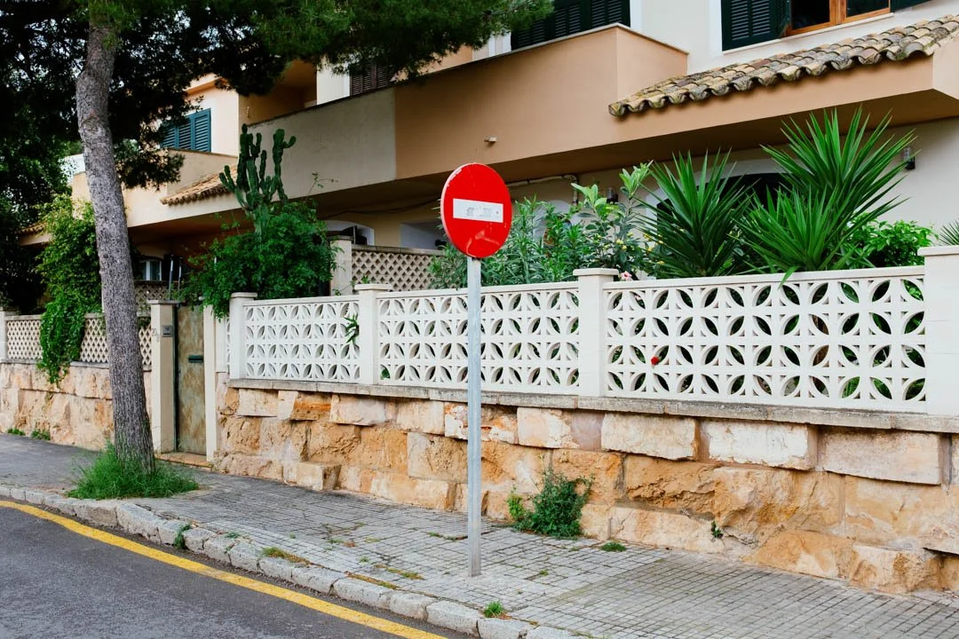 red no entry sign Spanish road