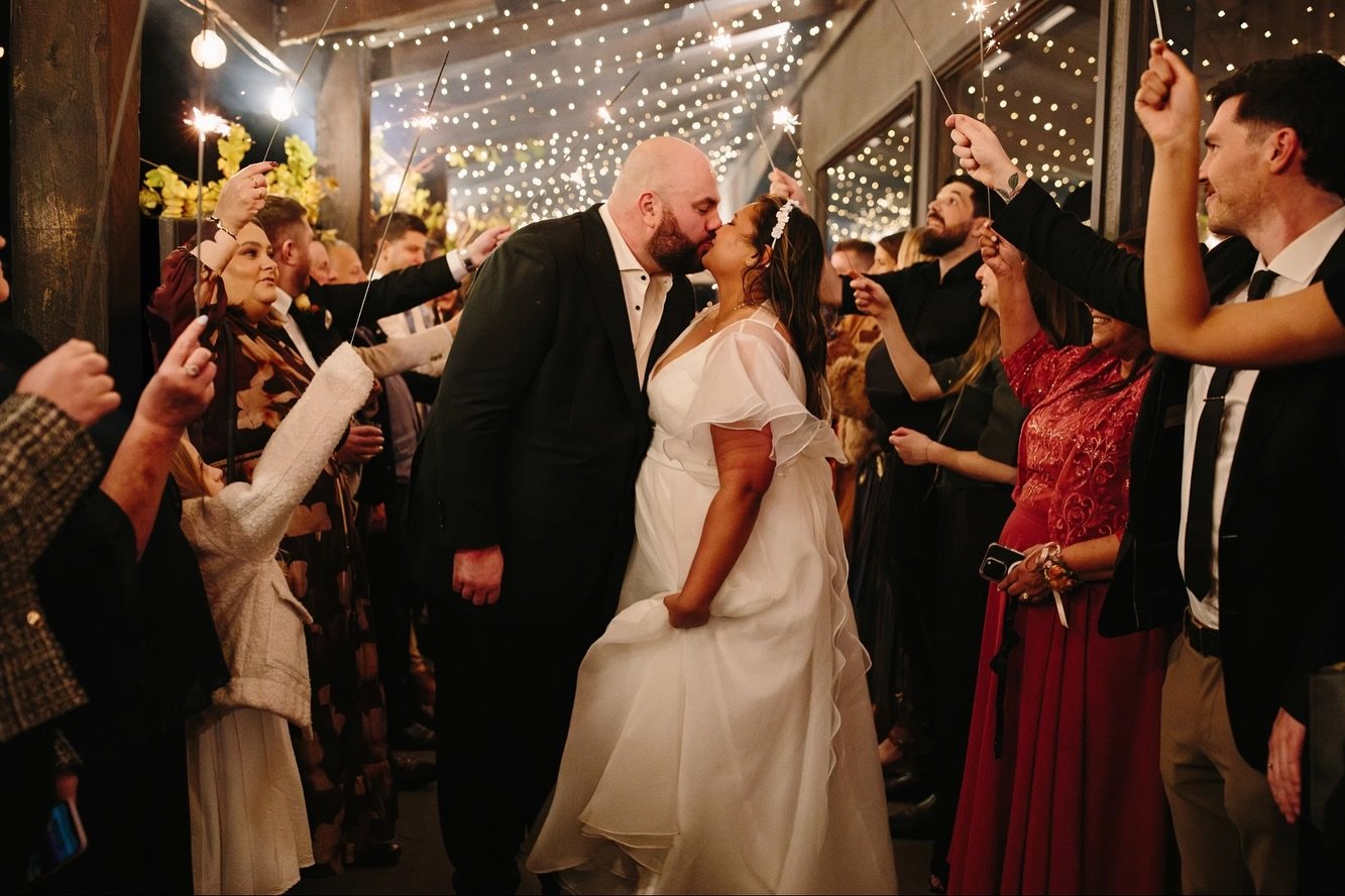 An epic end to an epic night! ⚡️ Rochelle and Sammy getting showered with sparkles as they make their exit as husband and wife! ✨&hearts;️