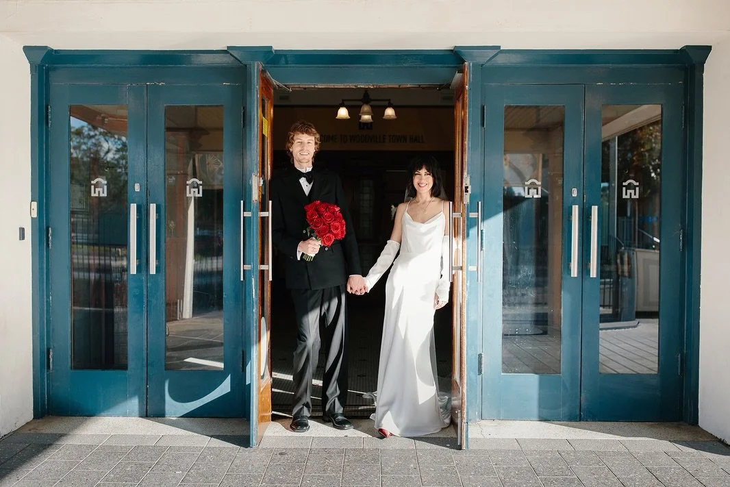 The coolest art-deco hall with Mel and Geordie ✨ moments after their love filled ceremony &hearts;️