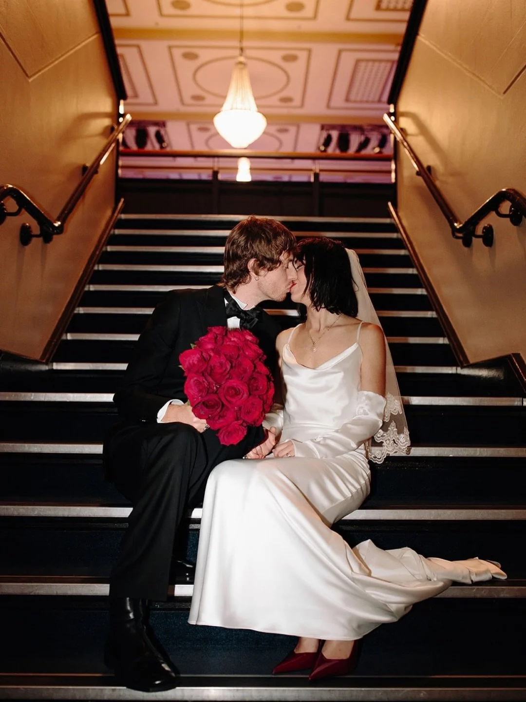 Stealing a few quiet moments after the &ldquo;I do&rsquo;s.&rdquo;
Mel &amp; Geordie, just married ✨