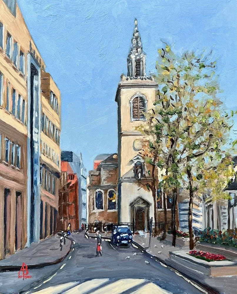 Wren's Lantern, St James Garlickhythe, City of London - Oil, 10 x 8 inches (25 x 20 cm)