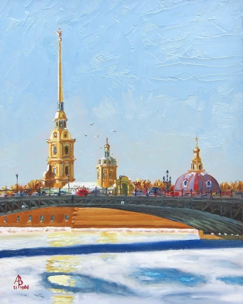 Early morning, St Petersburg - Oil, 10 x 8 inches (25 x 20 cm).  Special Merit, Light Space & Time international Cityscape competition