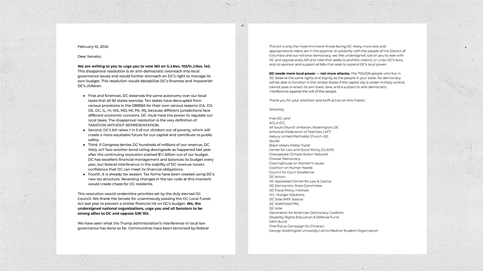 50+ organizations sign letter opposing Congressional interference in DC’s budget