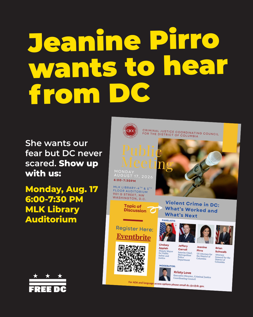 Jeanine Pirro wants to hear from DC