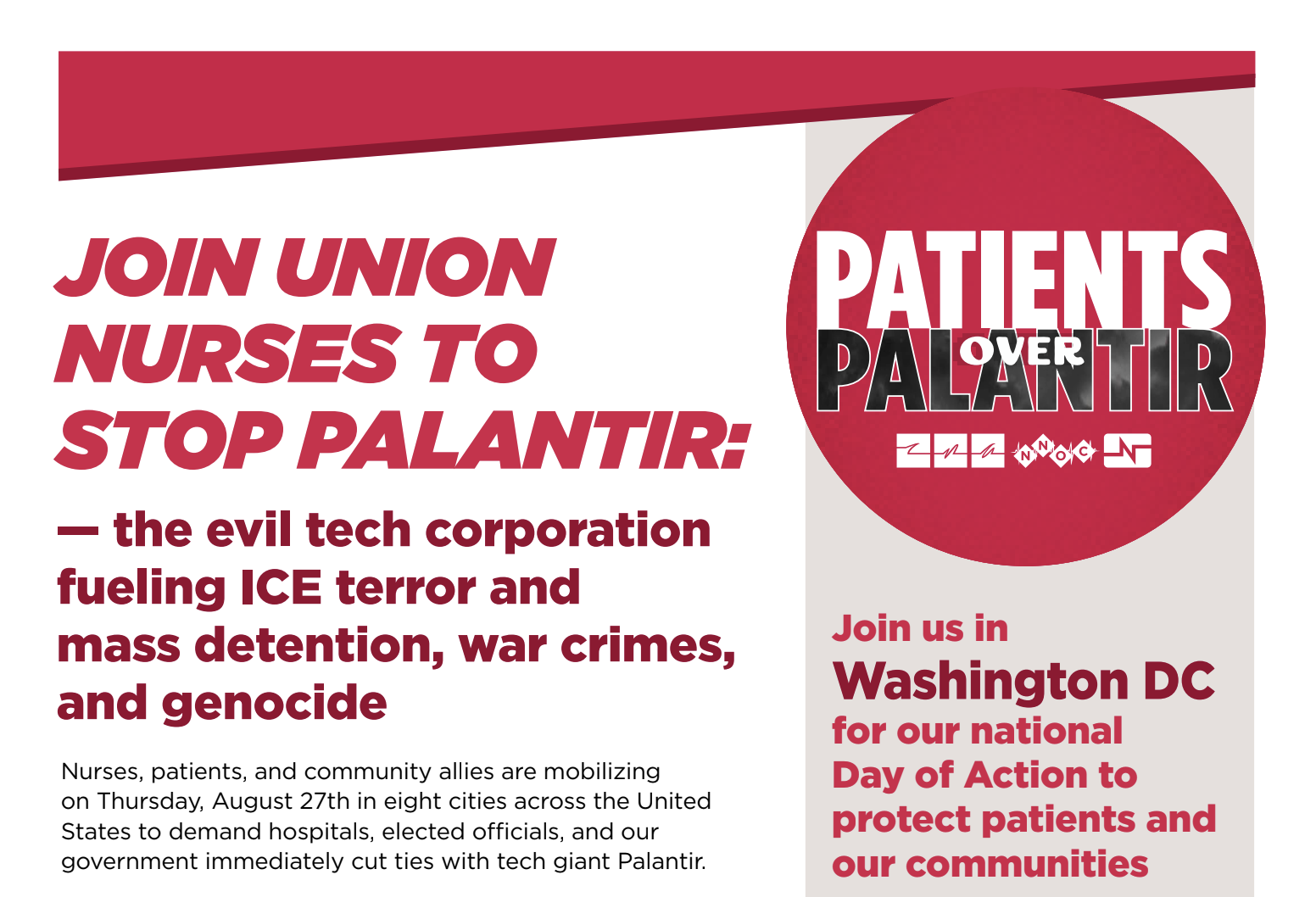 Join Union Nurses for Palantir Out Day of Action