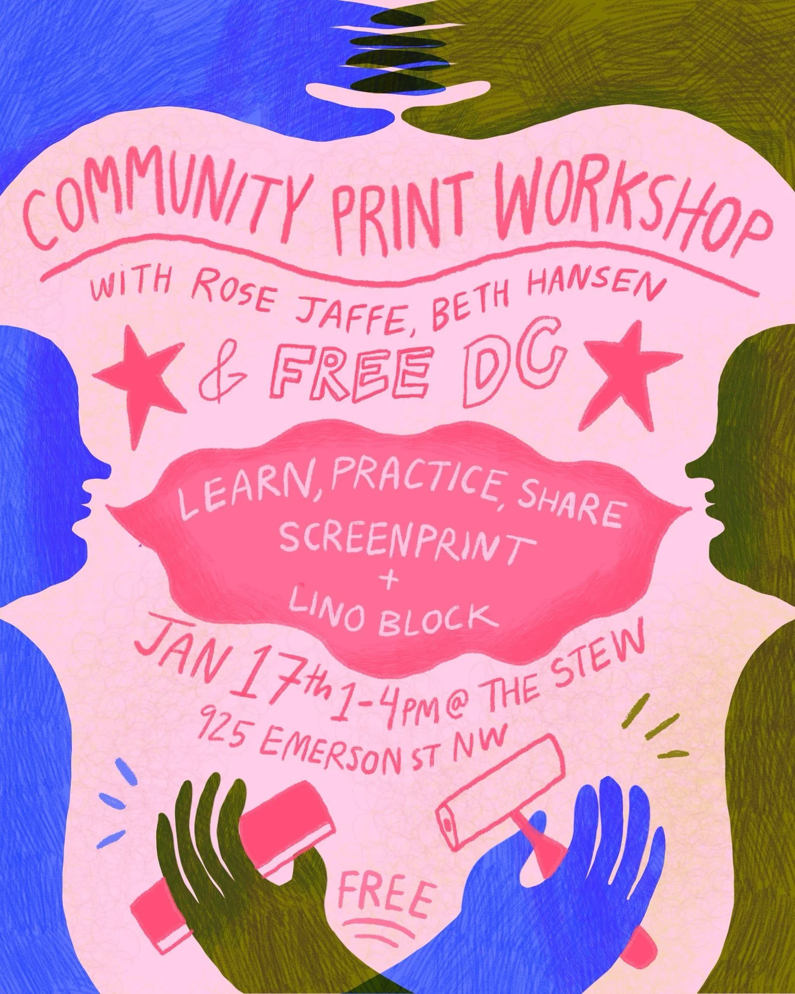 Community Printmaking for a Free DC w/ Rose Jaffe + The Arcade DC