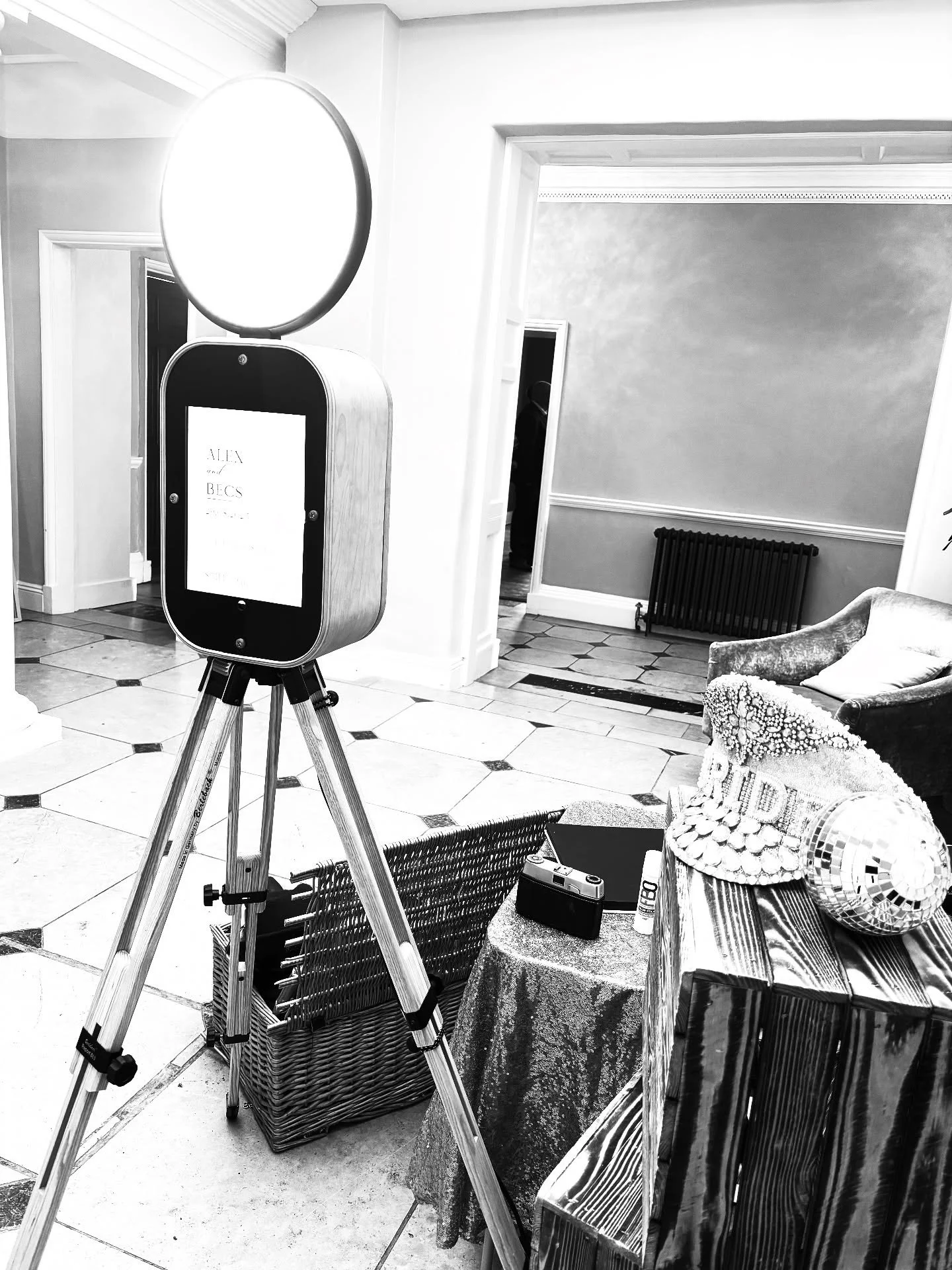 Pleased to reintroduce you to our rustic booth! Not only does she look fabulous, she leaves you with stunning images ready to print instantly &amp; cherish forever! 

A winning combination for this booth would be our glam filter &amp; white backdrop 