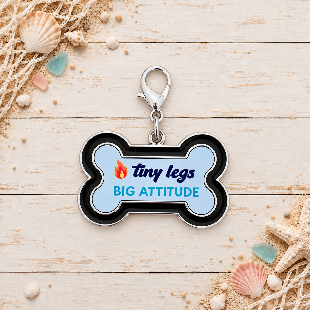 Tiny Legs Big Attitude Blue Novelty Dog Tag