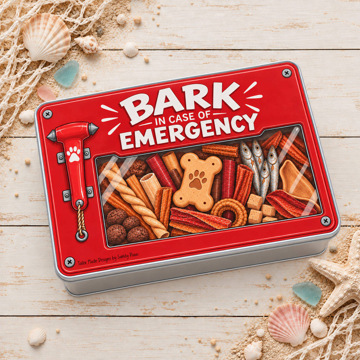 Bark in case of Emergency Dog Treat Tin