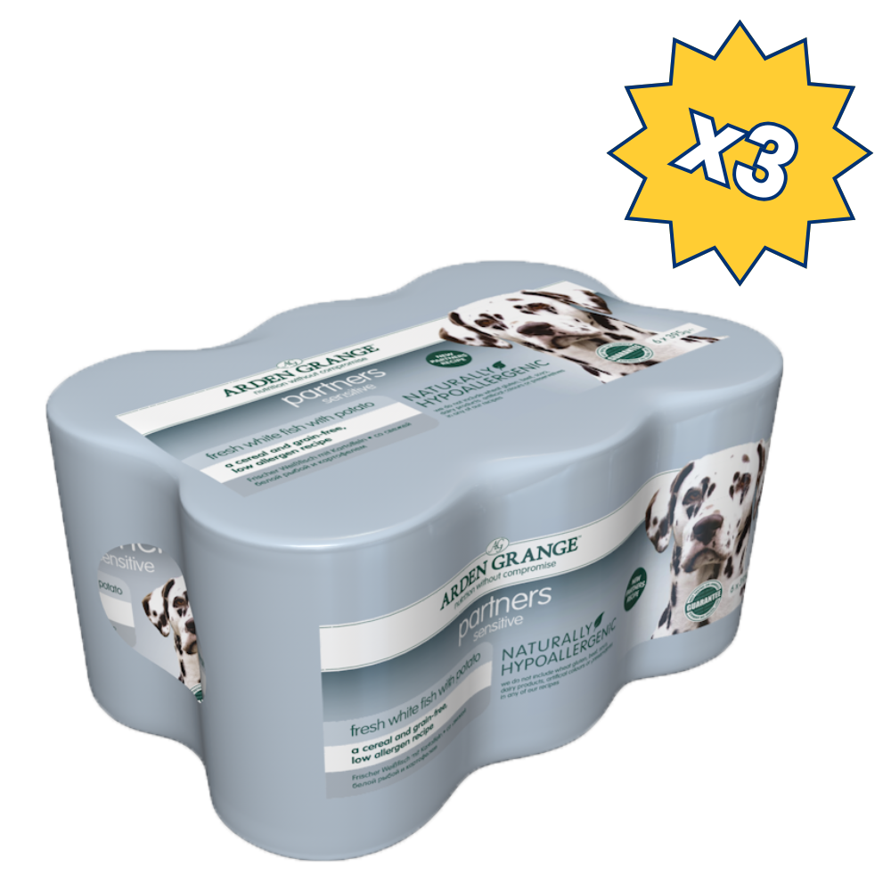 Arden Grange Dog Sens Fish/Pot Food 395g x3