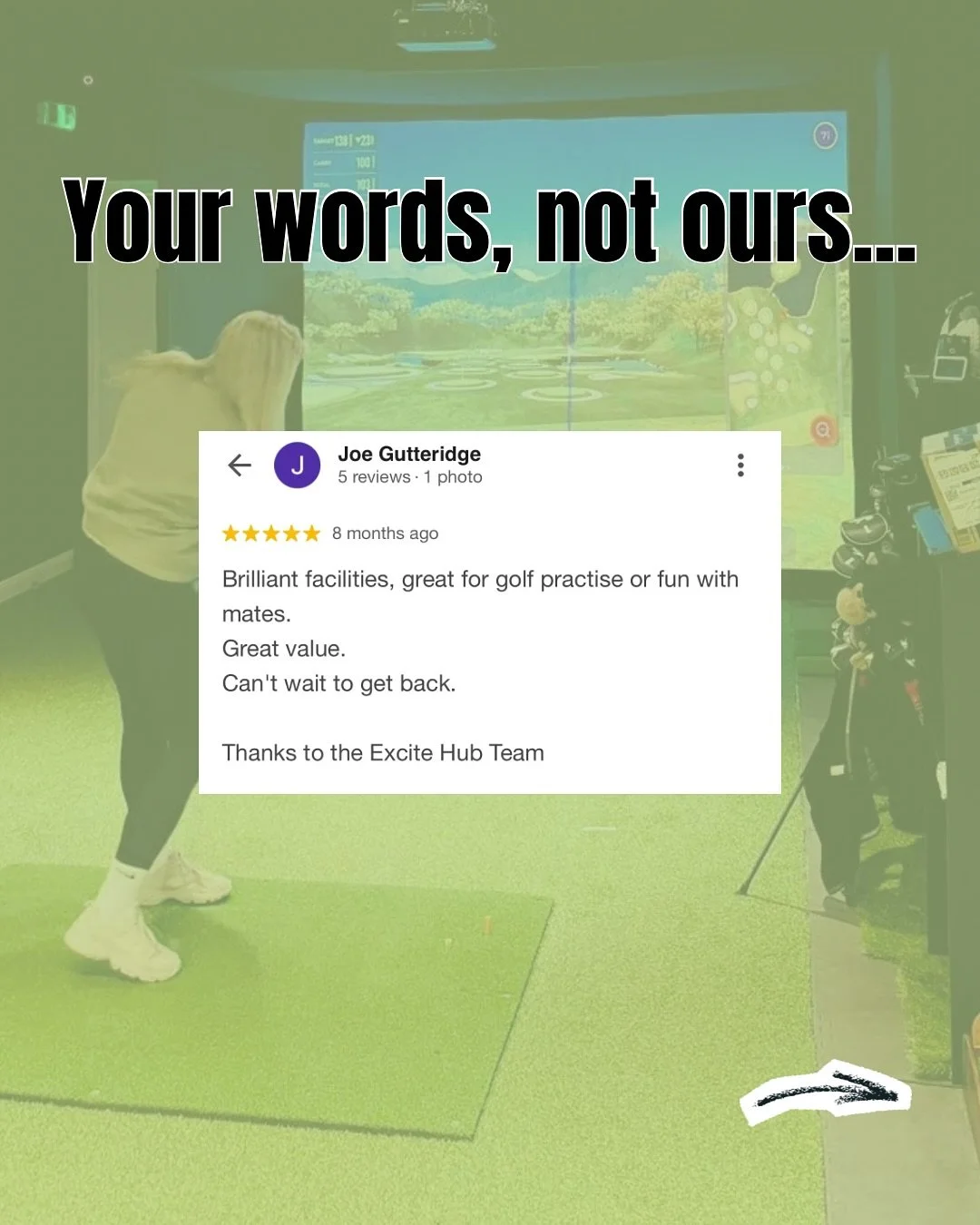The verdict&rsquo;s in&hellip; ⭐⭐⭐⭐⭐

From epic golf simulator sessions to celebrations with friends, our visitors are giving The Excite Hub top marks!
Fancy seeing what all the hype&rsquo;s about? Come and experience it for yourself-  book your next