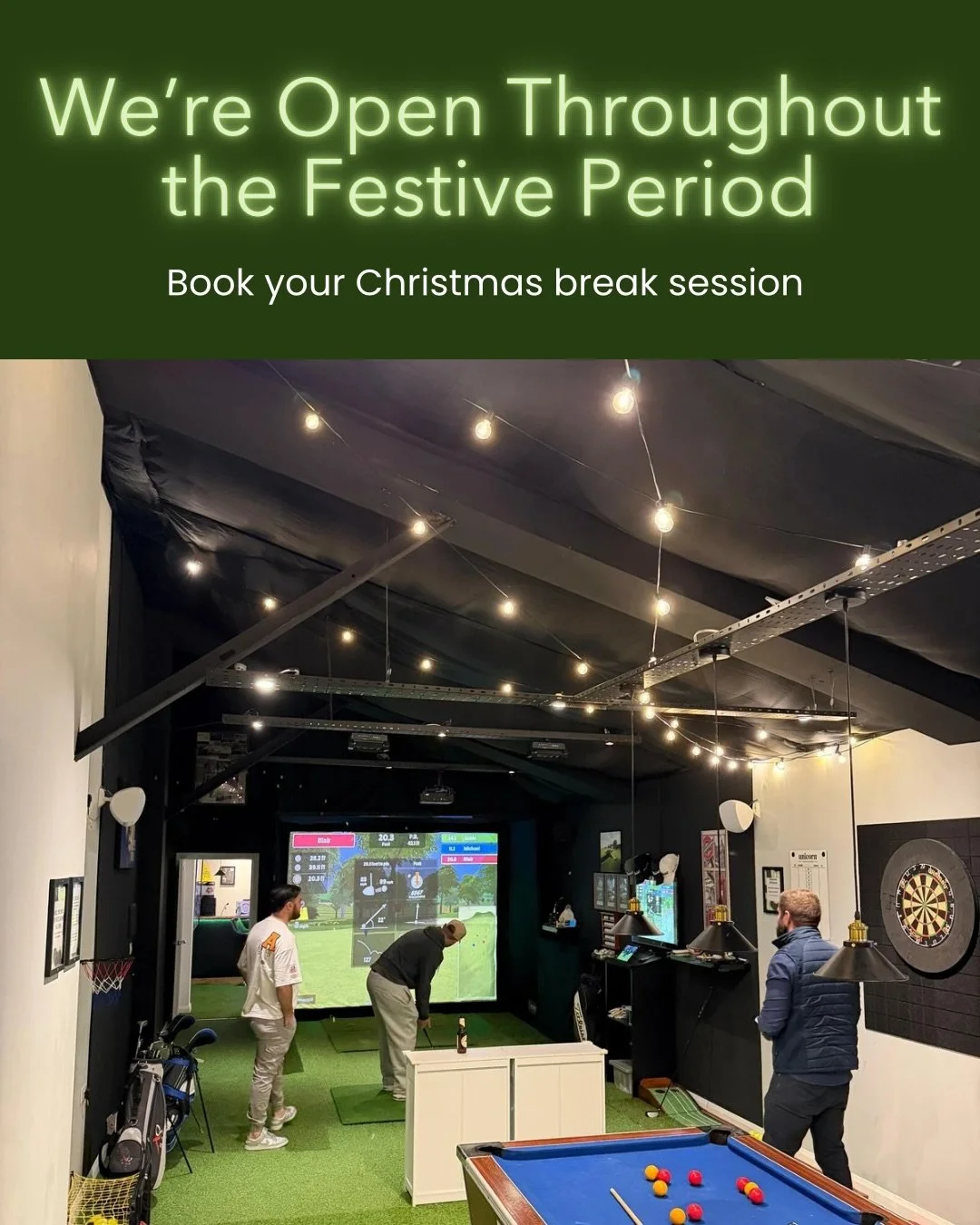 Good news&hellip;we&rsquo;re open right through the festive period 🎉

So if you need an escape from the house, want something fun to do with visiting family, or fancy a mates night between Christmas and New Year, The Excite Hub has you covered.

Gol