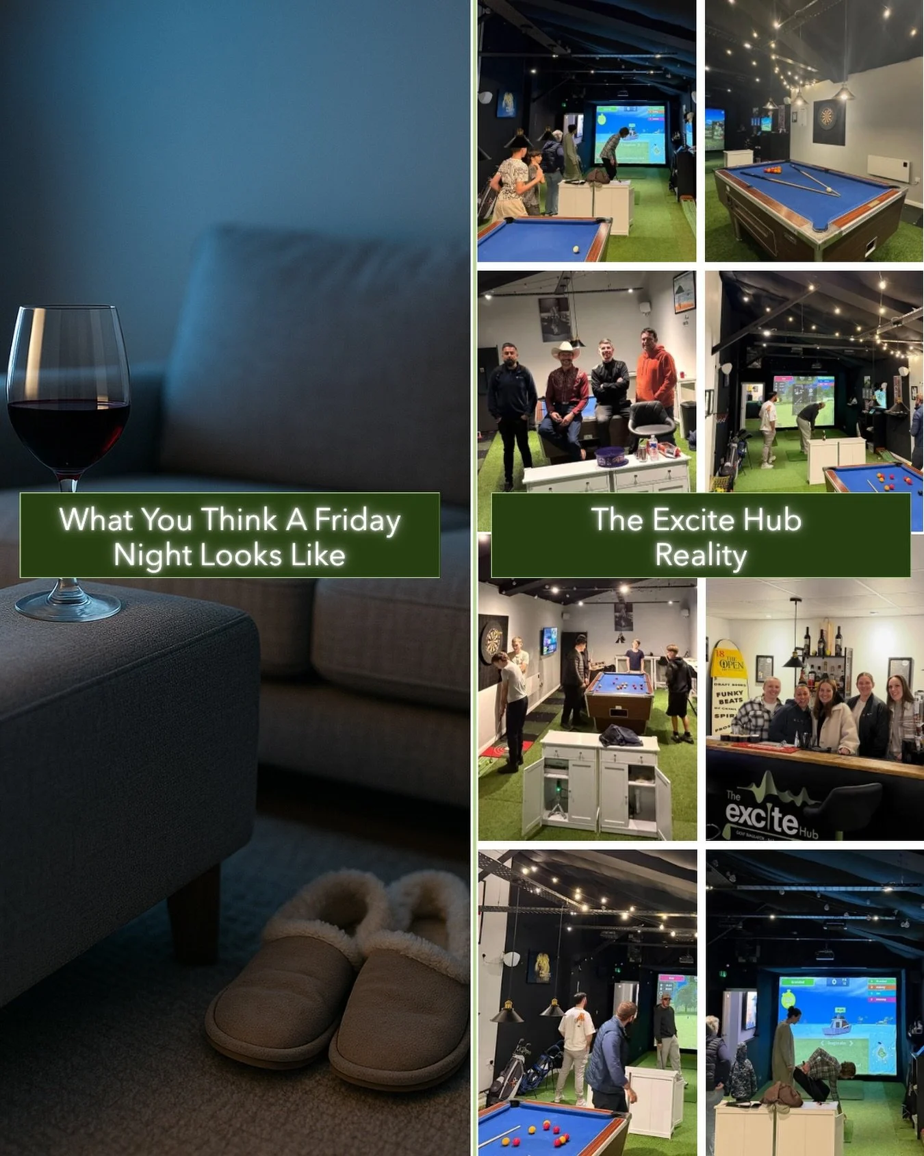 You think your Friday night is going to be cosy, chilled and&hellip; honestly, a bit predictable. Same sofa. Same show. Same routine.

But the Excite Hub reality? That&rsquo;s a whole different story.
Golf swings that may or may not go to plan, darts