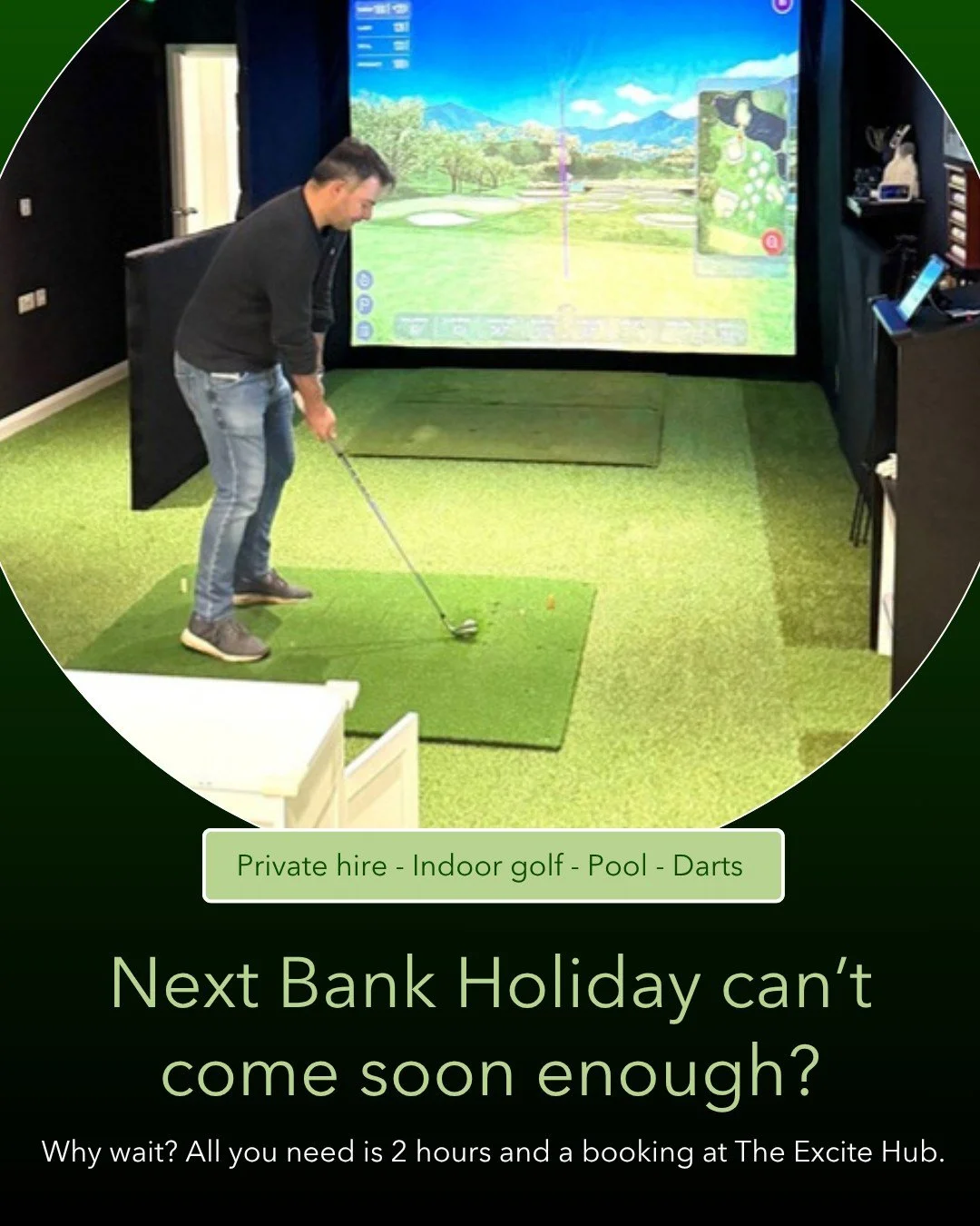 Back at work after the bank holiday and already plotting the next one?

Here's the thing: you don't need a national holiday to do something decent. You just need 2 hours and a private space at The Excite Hub.

No strangers. No waiting around. No pret