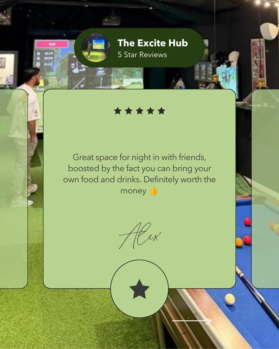 Don't just take our word for it 👀

Our guests keep coming back- and they keep telling their mates. From stag dos to corporate days out, The Excite Hub is the private indoor entertainment venue that works for everyone, whether you've never held a gol