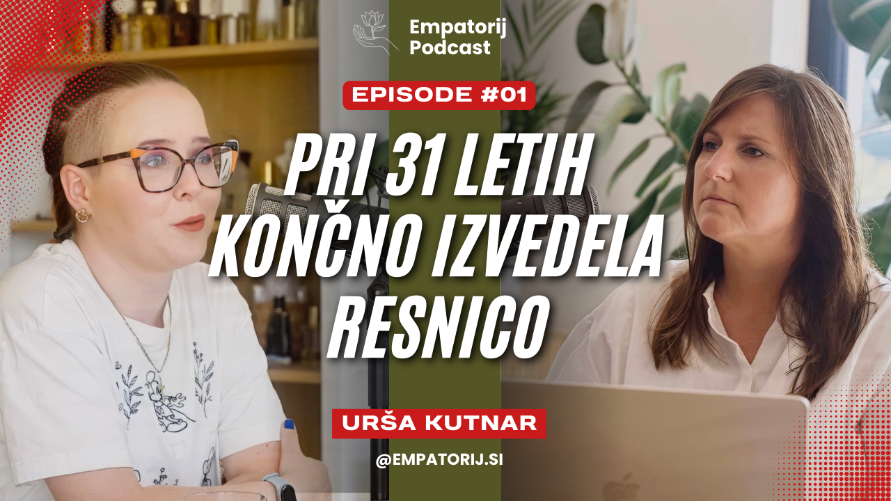 Two women engaged in a podcast recording, one with glasses and a white embroidered shirt, speaking into a microphone, and the other with a serious expression using a laptop.