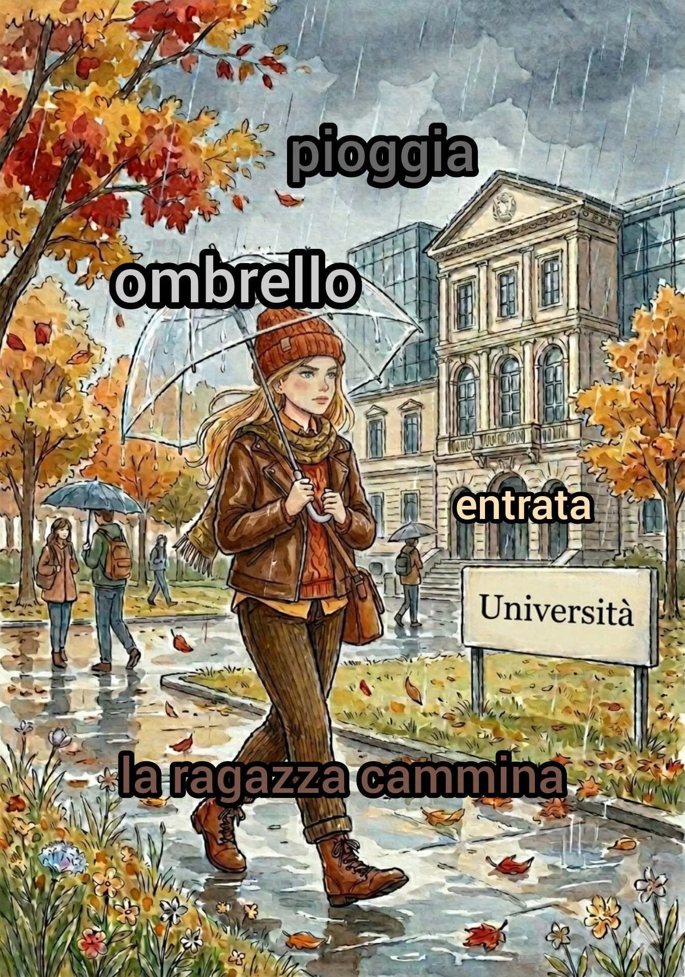 rains rain umbrella ombrello college life style scarf free italian italy girl boots stivali entrata creative inspiration pinterest