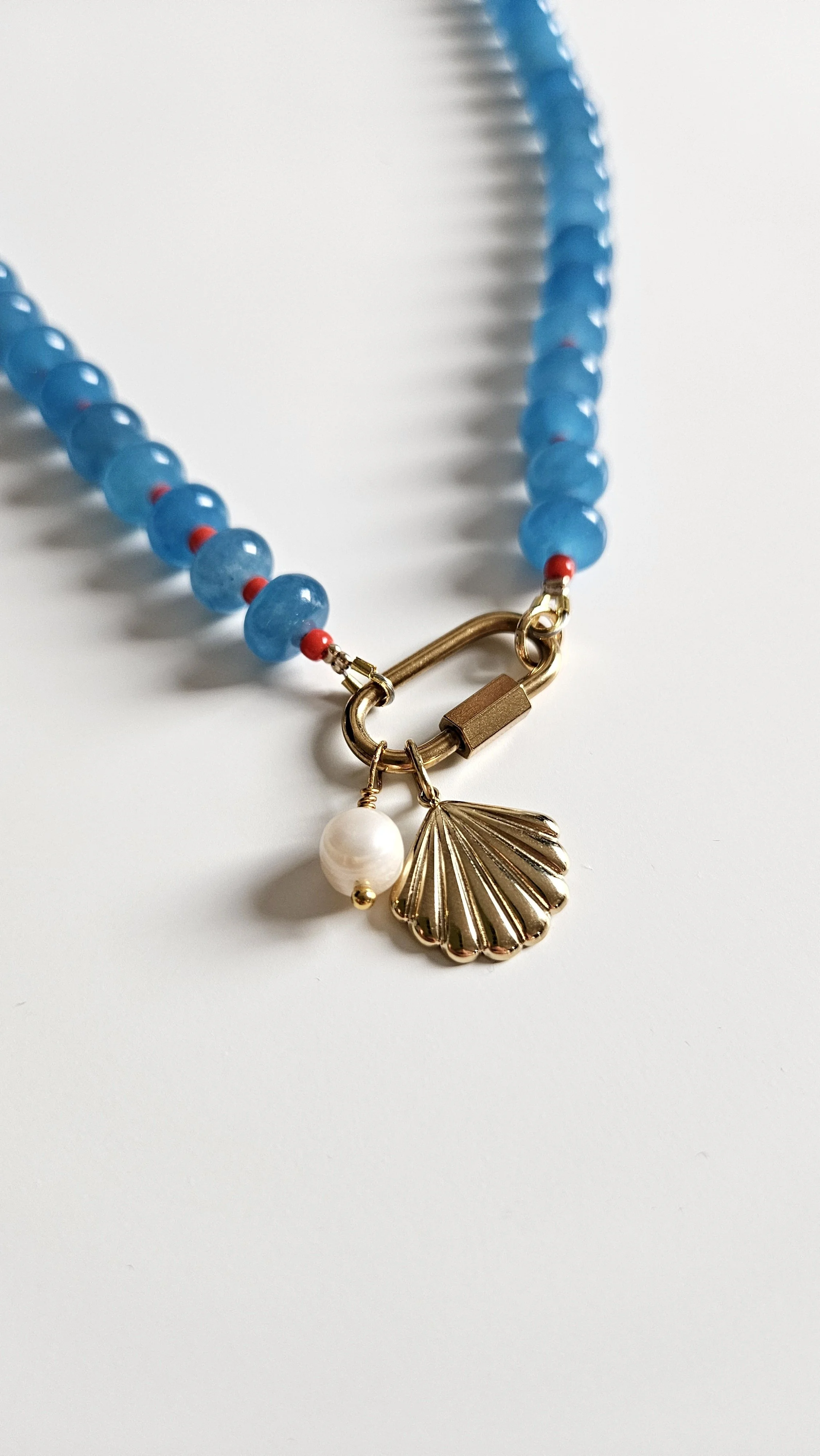 Azure Agate Gemstone Beaded Necklace