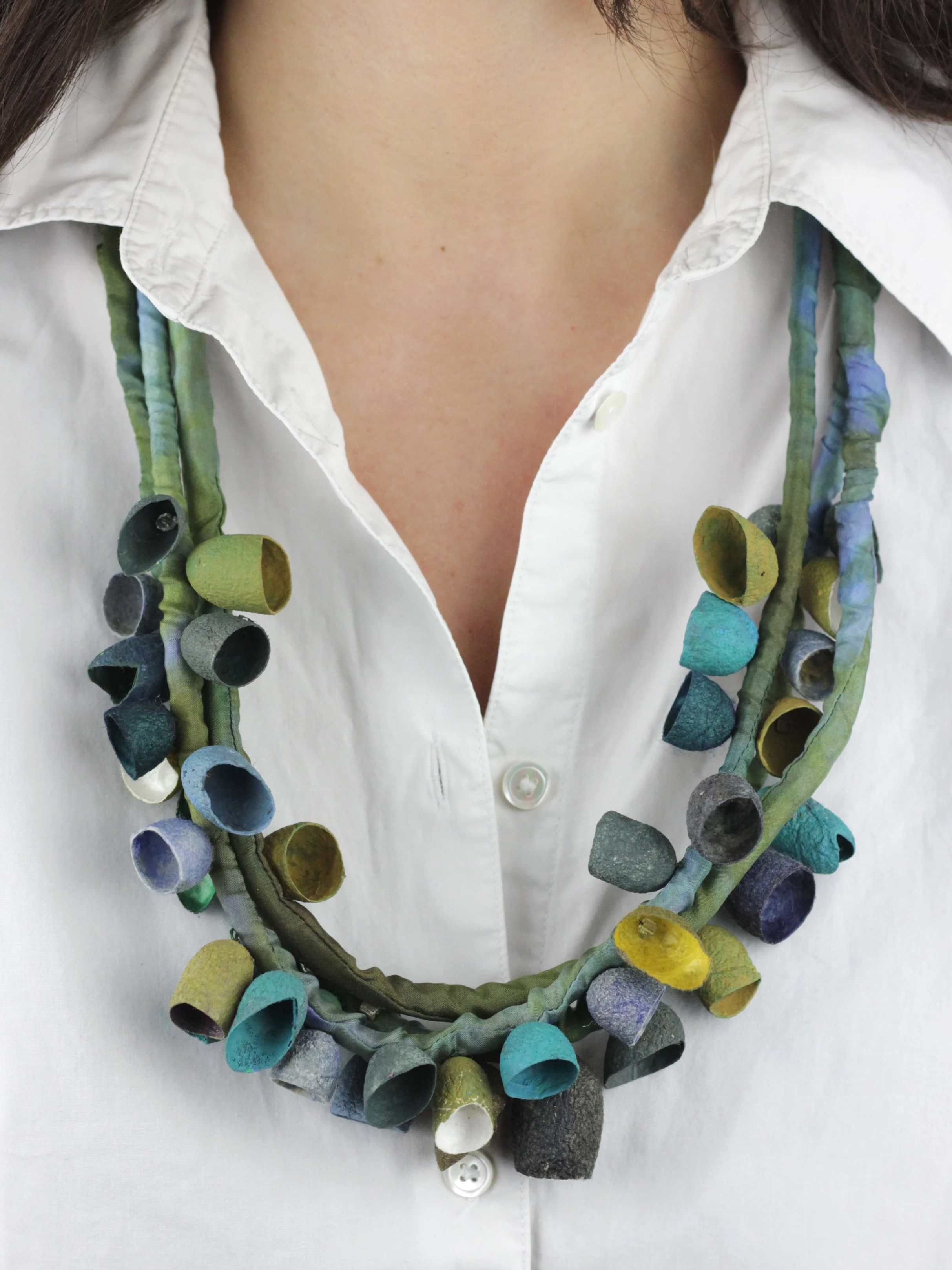 Green & Teal Silk Necklace