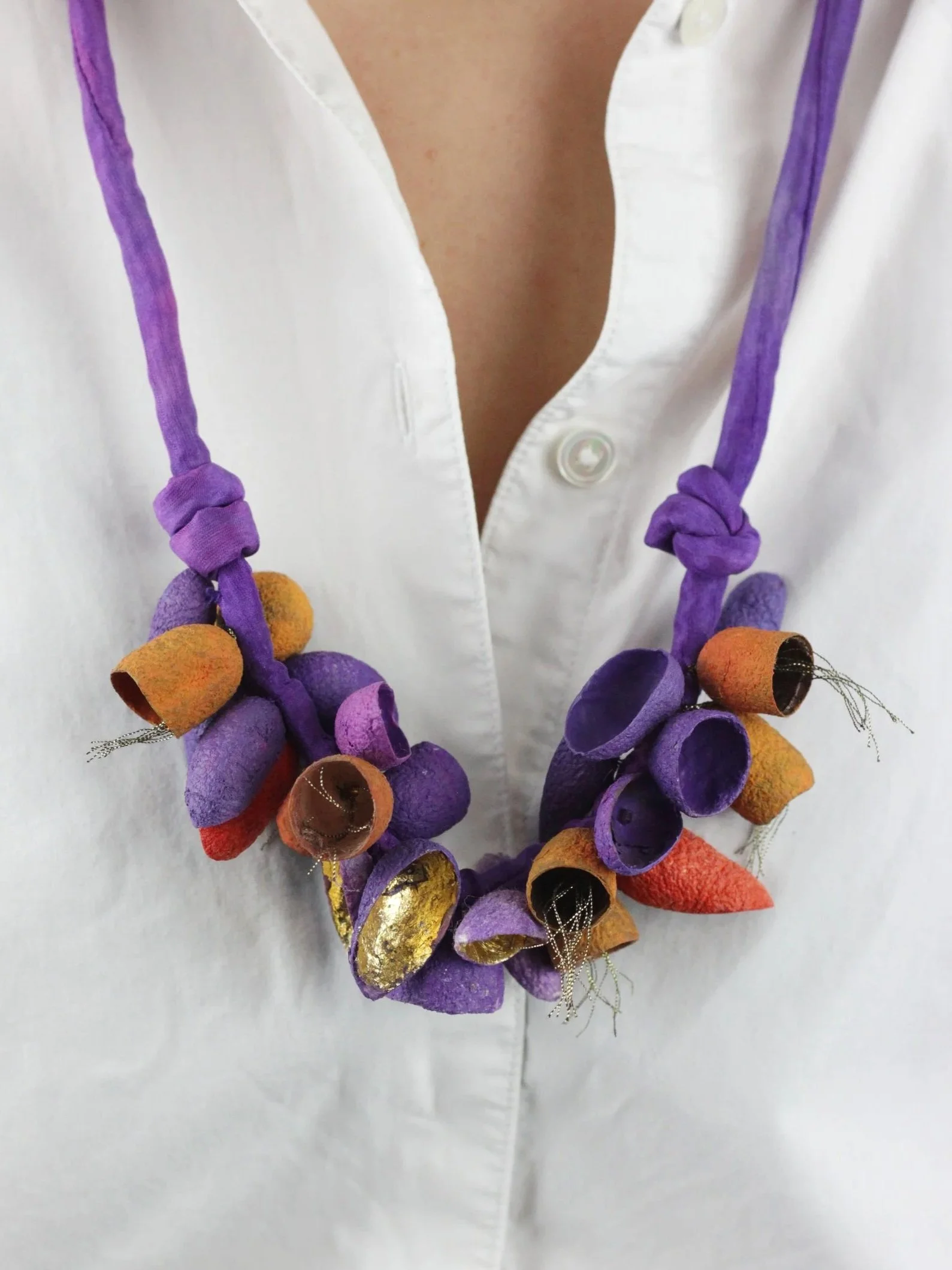 Purple & Orange Silk Necklace