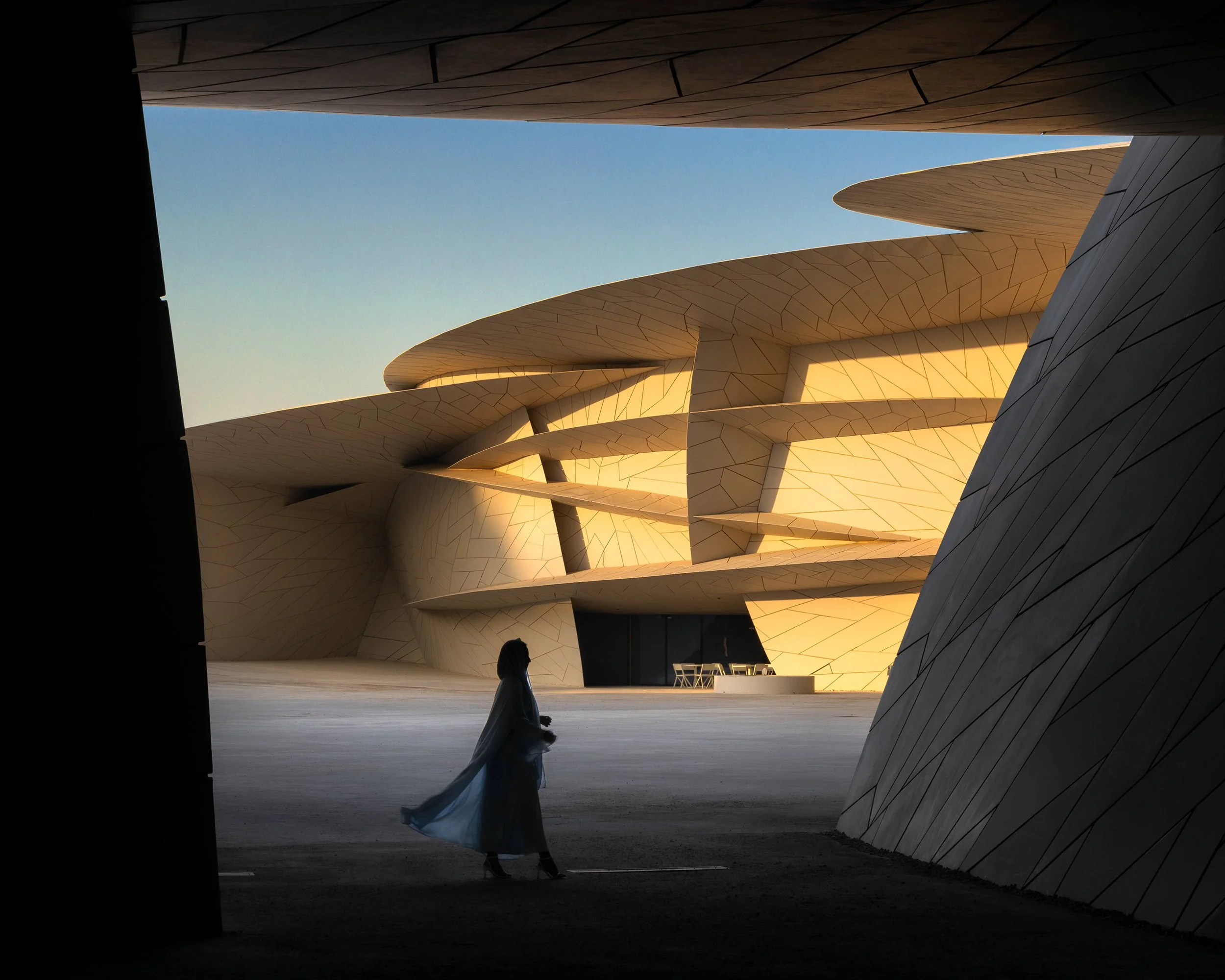 artistic view of the National Museum of Qatar (nmoq), designed by Jean Nouvel