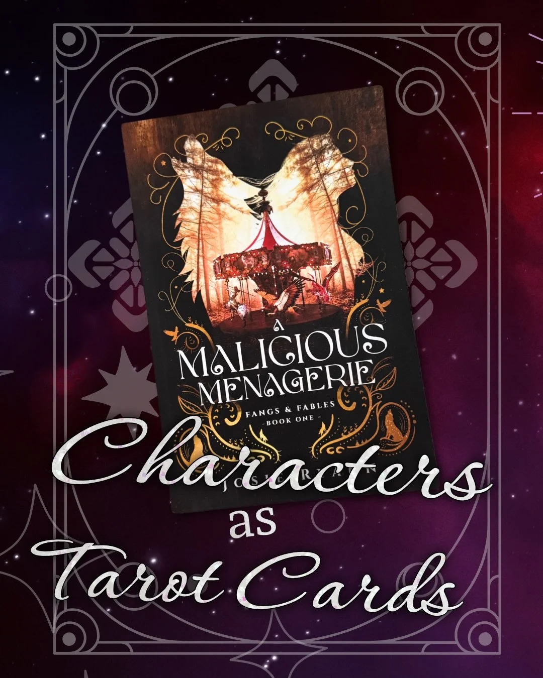The cards have been dealt. 🔮

Here are the characters of A Malicious Menagerie, reimagined as their tarot personas:
🦁 Anna - Strength
🛞 Chase - The Chariot
👑 Mathis - The Emperor (Rev.)
👿 John - The Devil
💡 Nan - The Hermit

I&rsquo;m a High Pr