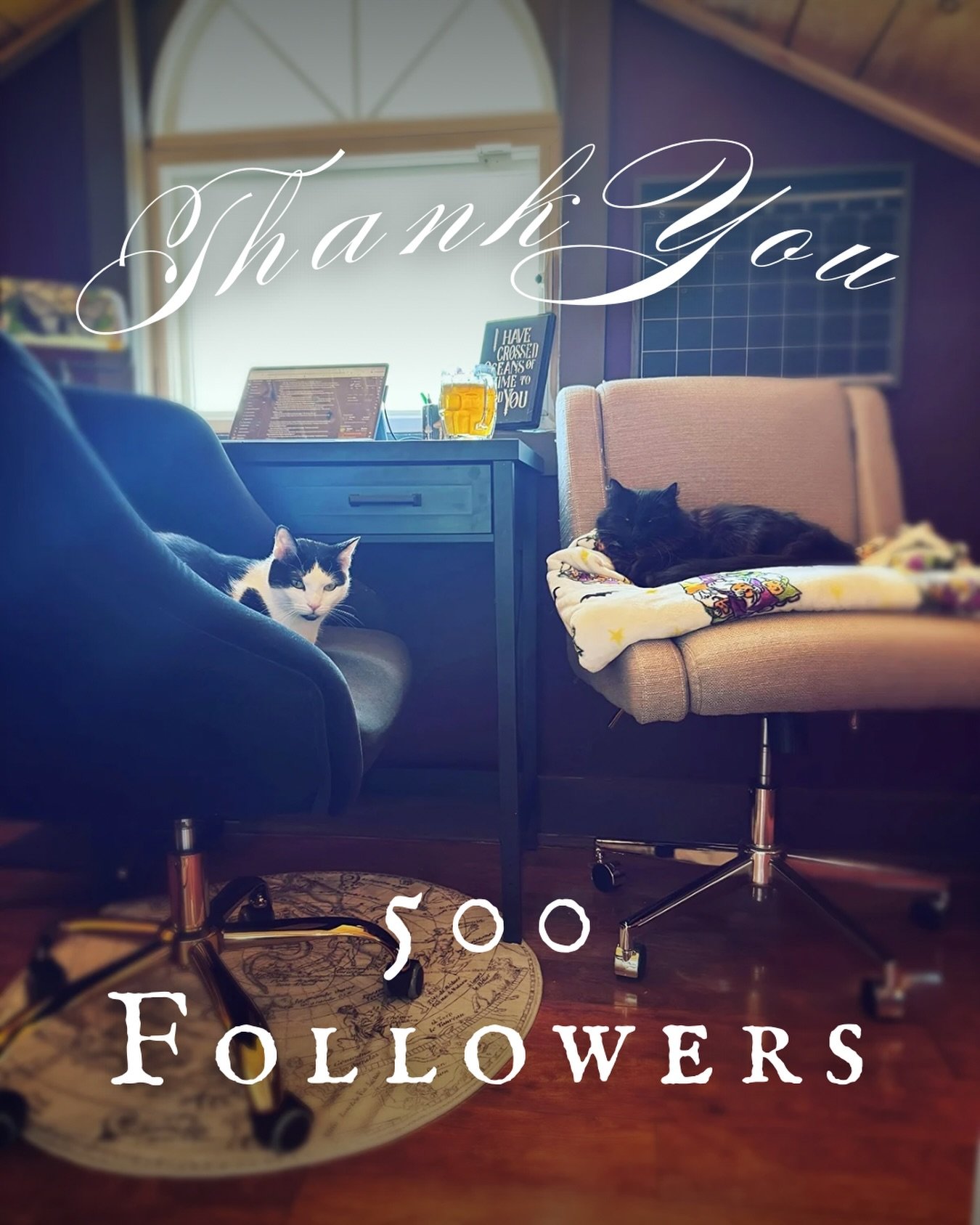 Celebrating 500 followers and 700+ downloads from the floor because my seat is taken. 🐈&zwj;⬛ 

That&rsquo;s right, A Malicious Menagerie was downloaded over 700 times for the free promo! 🌹 Thank you so much if you grabbed your copy this weekend (o