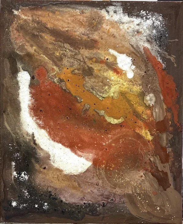 'Geology': 50cm x 60cm: Handmade mineral inks/paints on canvas. Framed