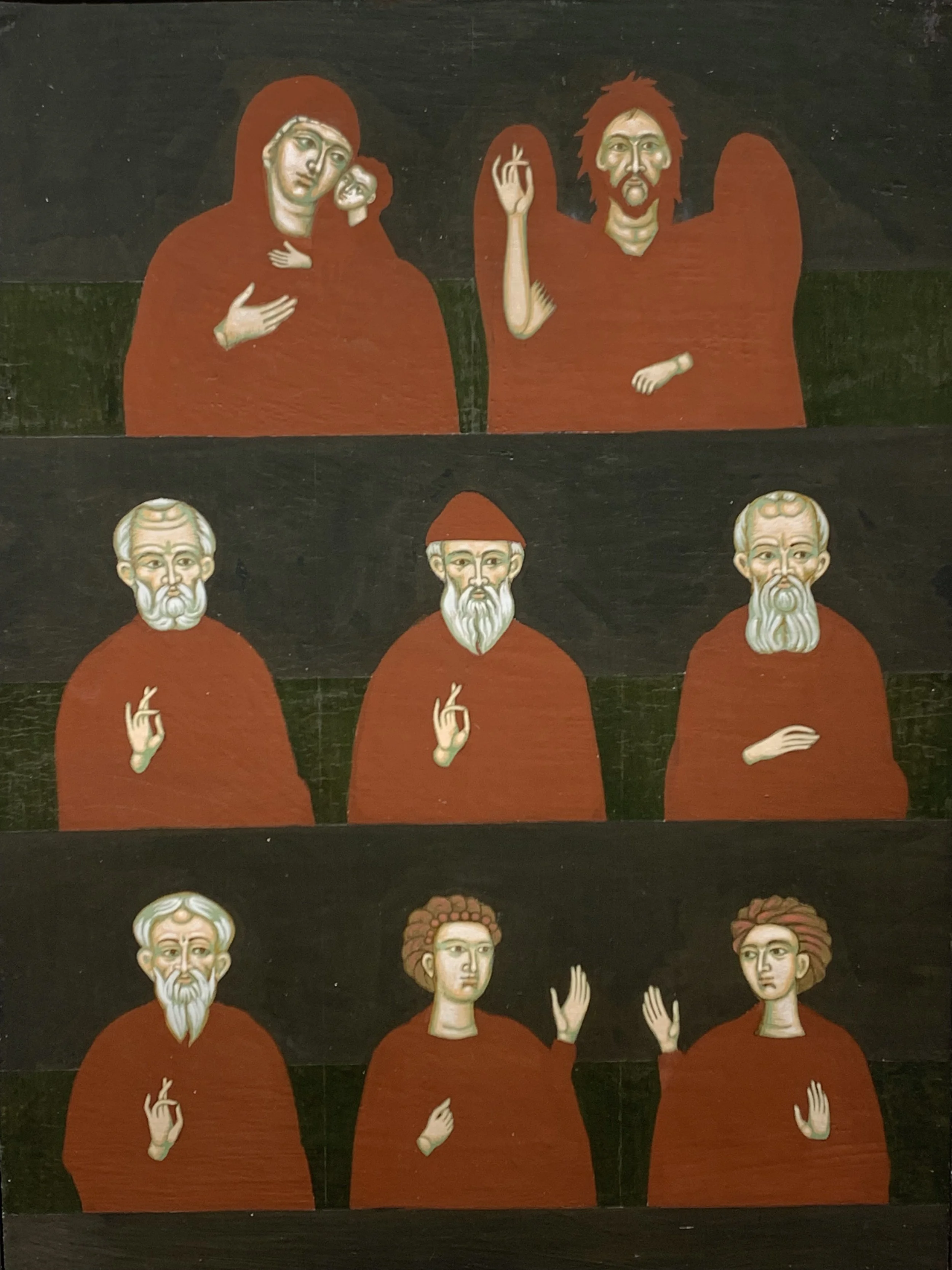 Virgin and Child, John the Baptist, and six greek saints