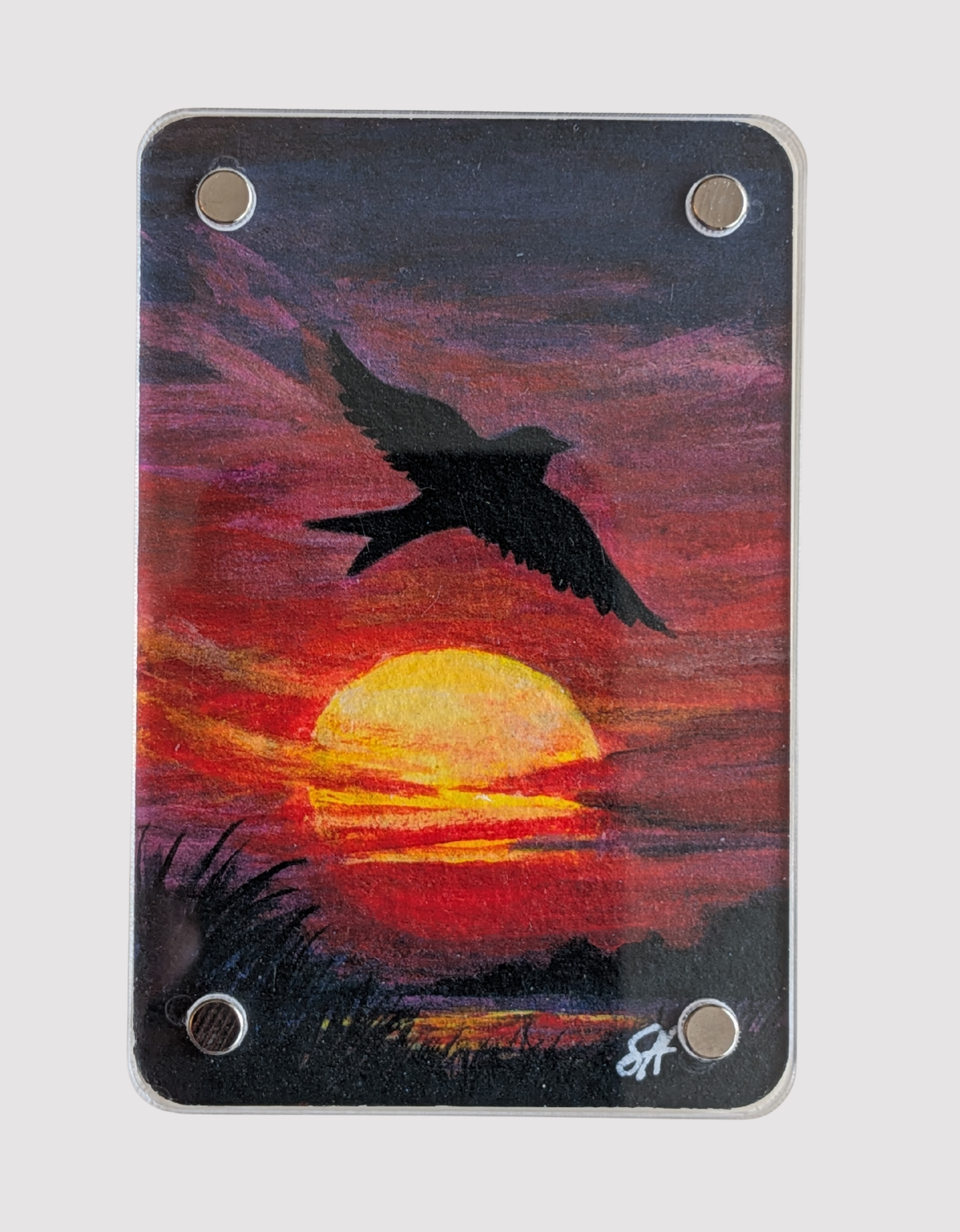 Sunset Silhouette Swallow - Mini Fine Art Magnet (Limited to 50)
