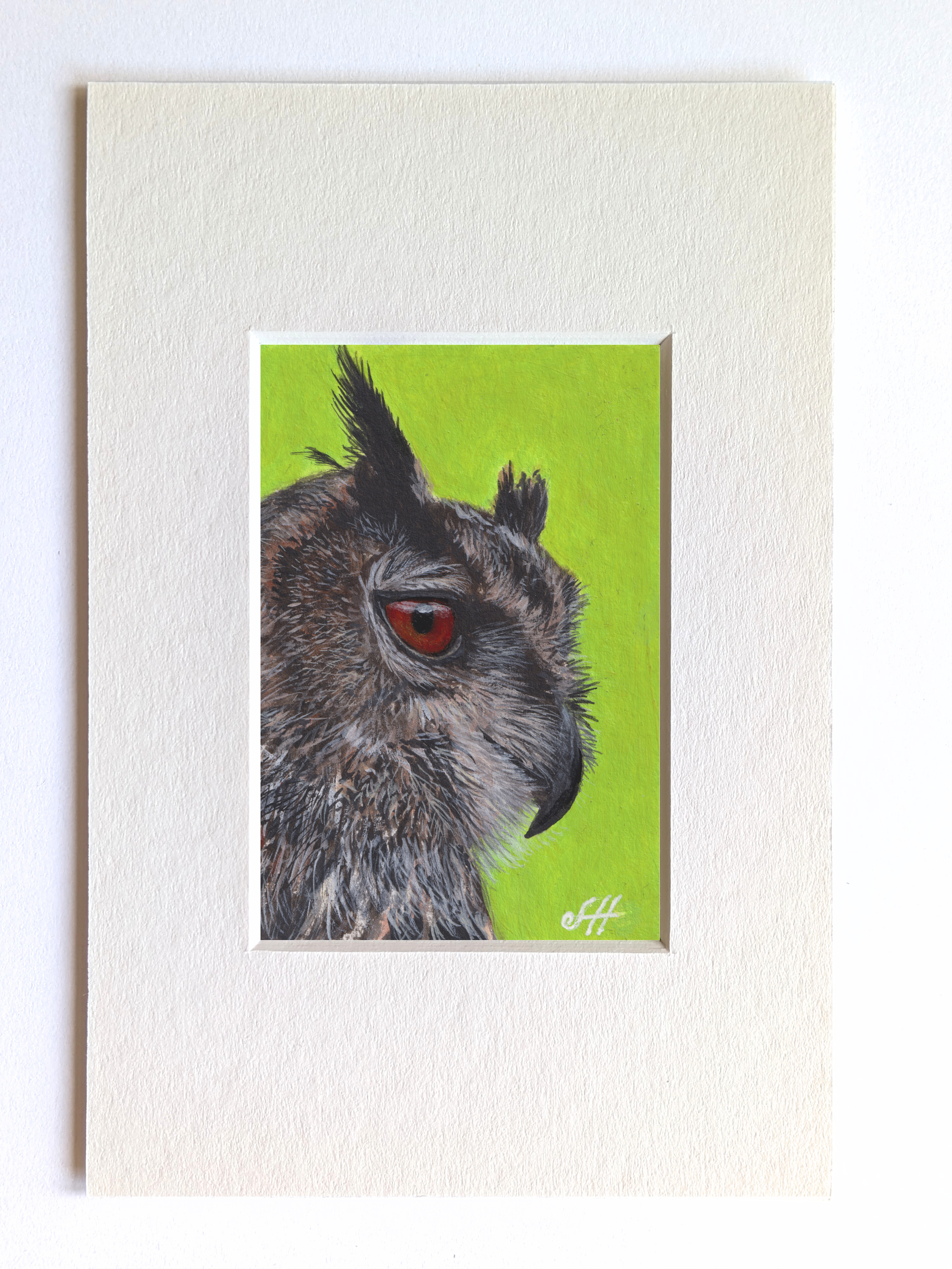 Eagle Owl Miniature Fine Art Painting