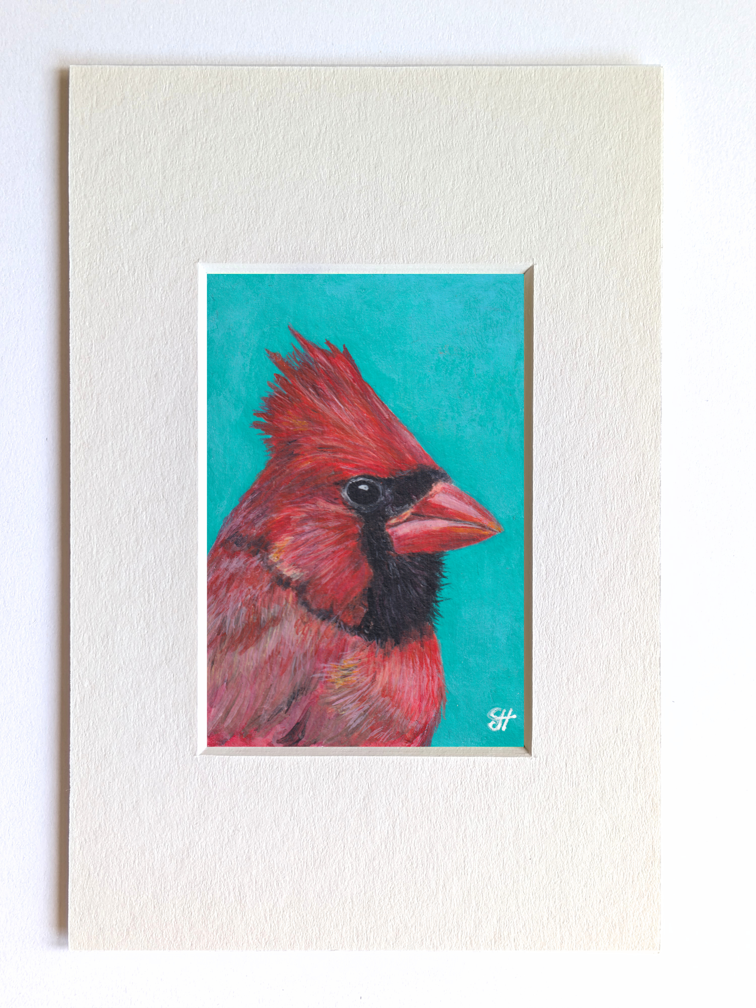 Cardinal Miniature Fine Art Painting