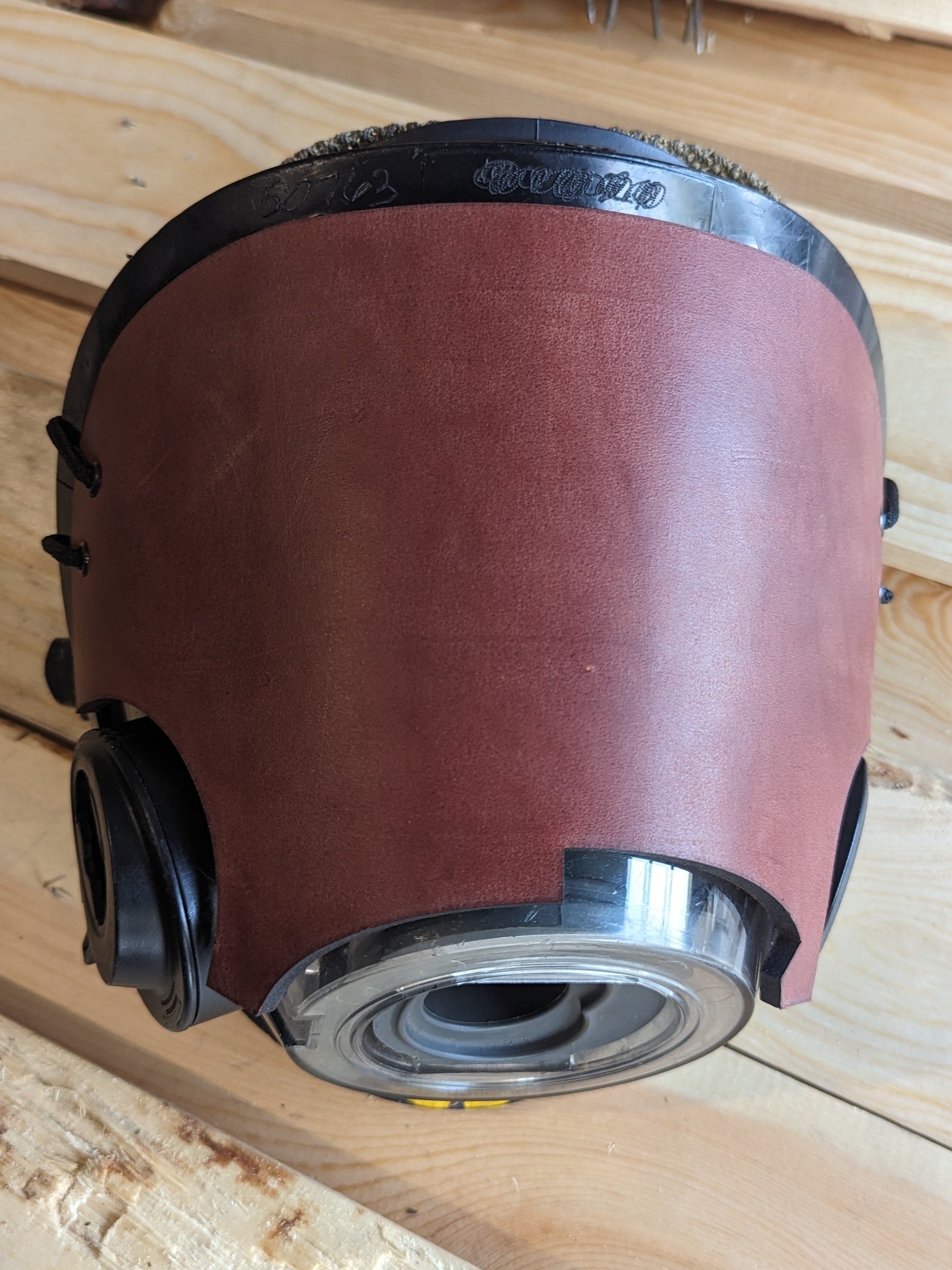 Personalizable Firefighter SCBA Leather Mask Cover/ Blackout Mask without a backstrap for Scott AV-3000 Mask (hazelnut/brown)