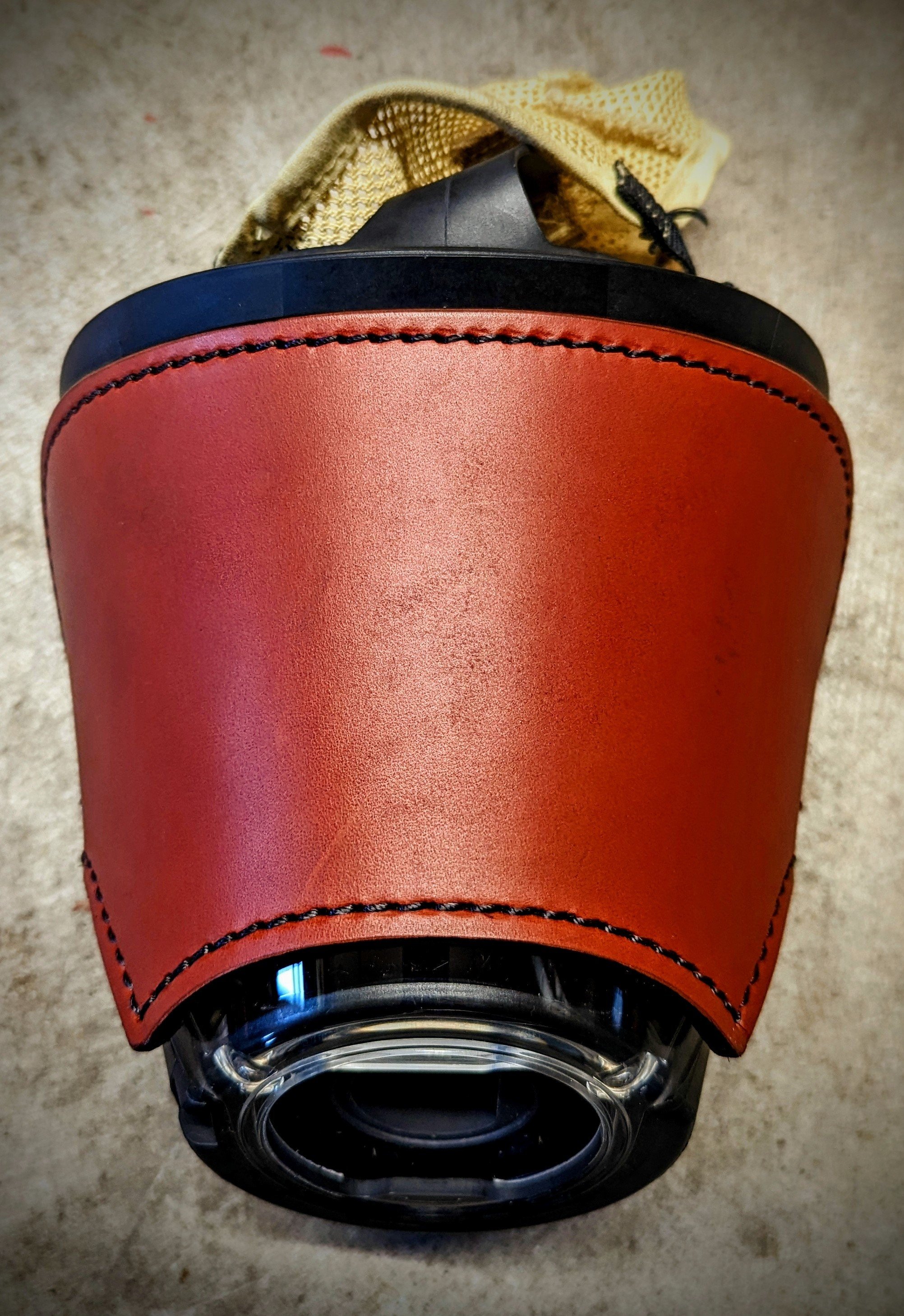 Firefighter SCBA Leather Mask Cover/ Blackout Mask without a backstrap for Scott C5 Mask (hazelnut/brown)