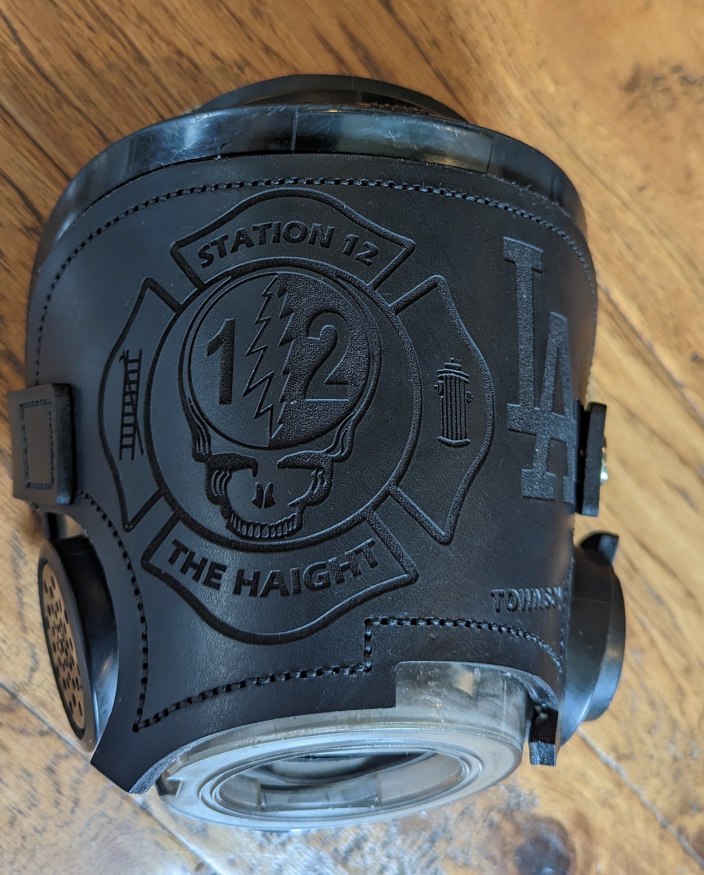 Personalized Firefighter SCBA Leather Mask Cover for Scott AV-3000 Mask (black)