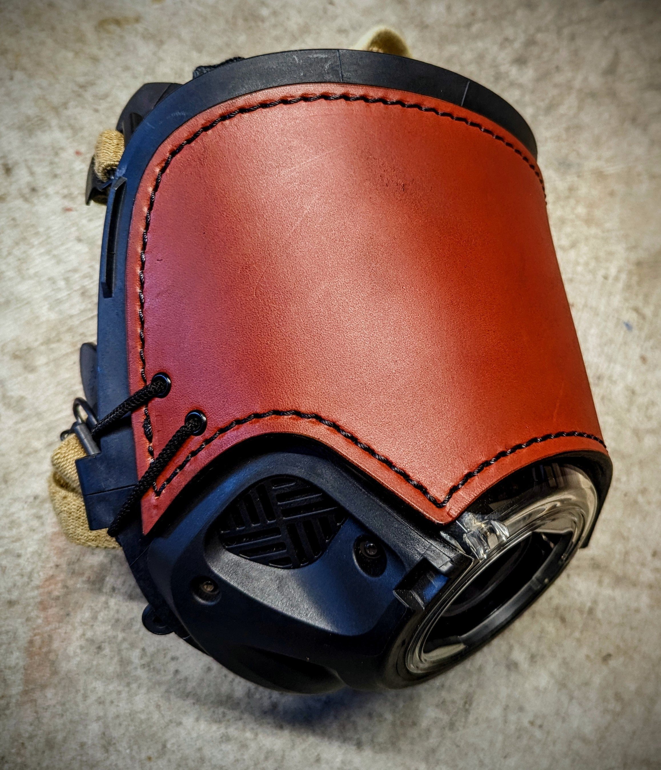 Personalizable Firefighter SCBA Leather Mask Cover/ Blackout Mask without a backstrap for Scott C5 Mask (hazelnut/brown)